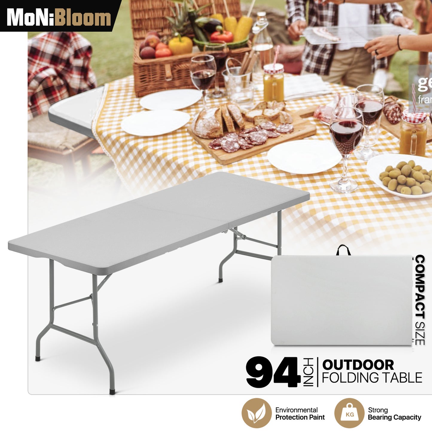 Rectangular 94" Foldable Table
