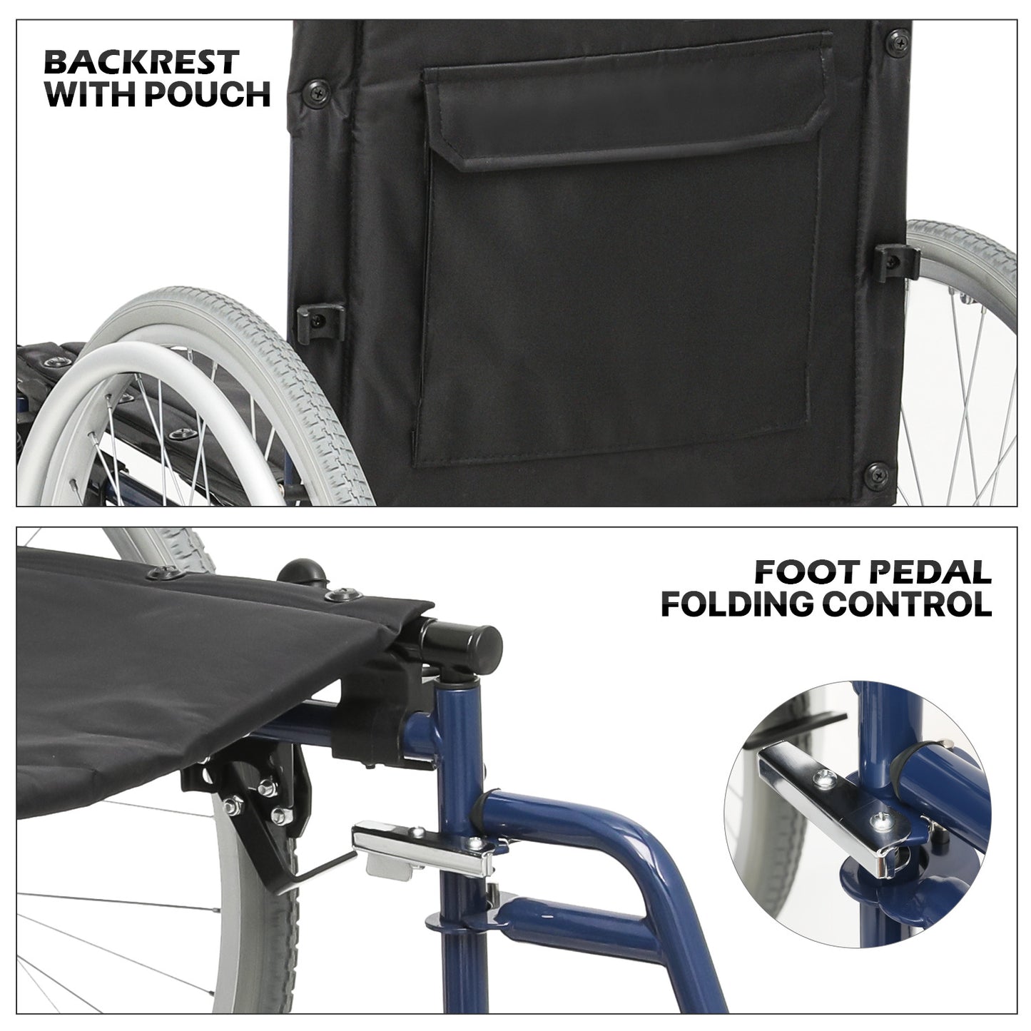 Manual Wheelchair - 7.5'' Front & 23.5'' Rear Wheel - 17"x15.5'' Nylon Seat