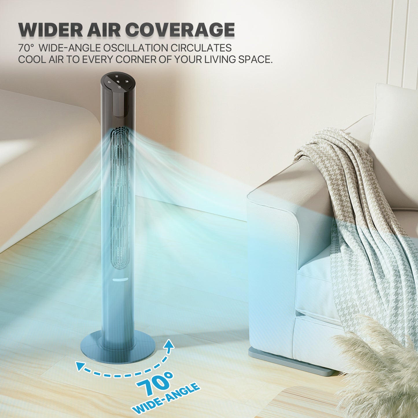 45" Digital Tower fan 8 Speed - 4 Modes - LED Bottom Night Light