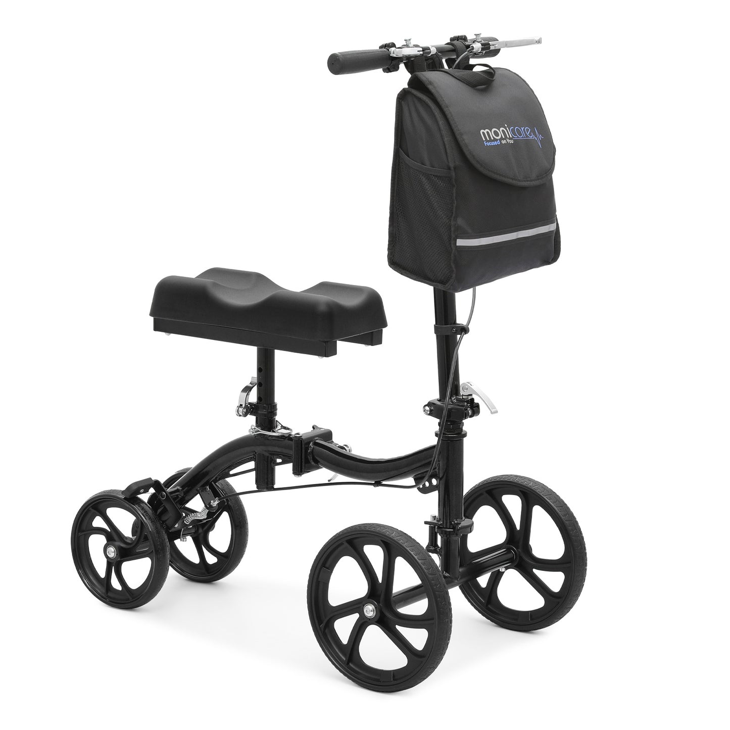 Knee Walker - Black Steel Frame - 10" Front Wheel 8" Rear Wheel