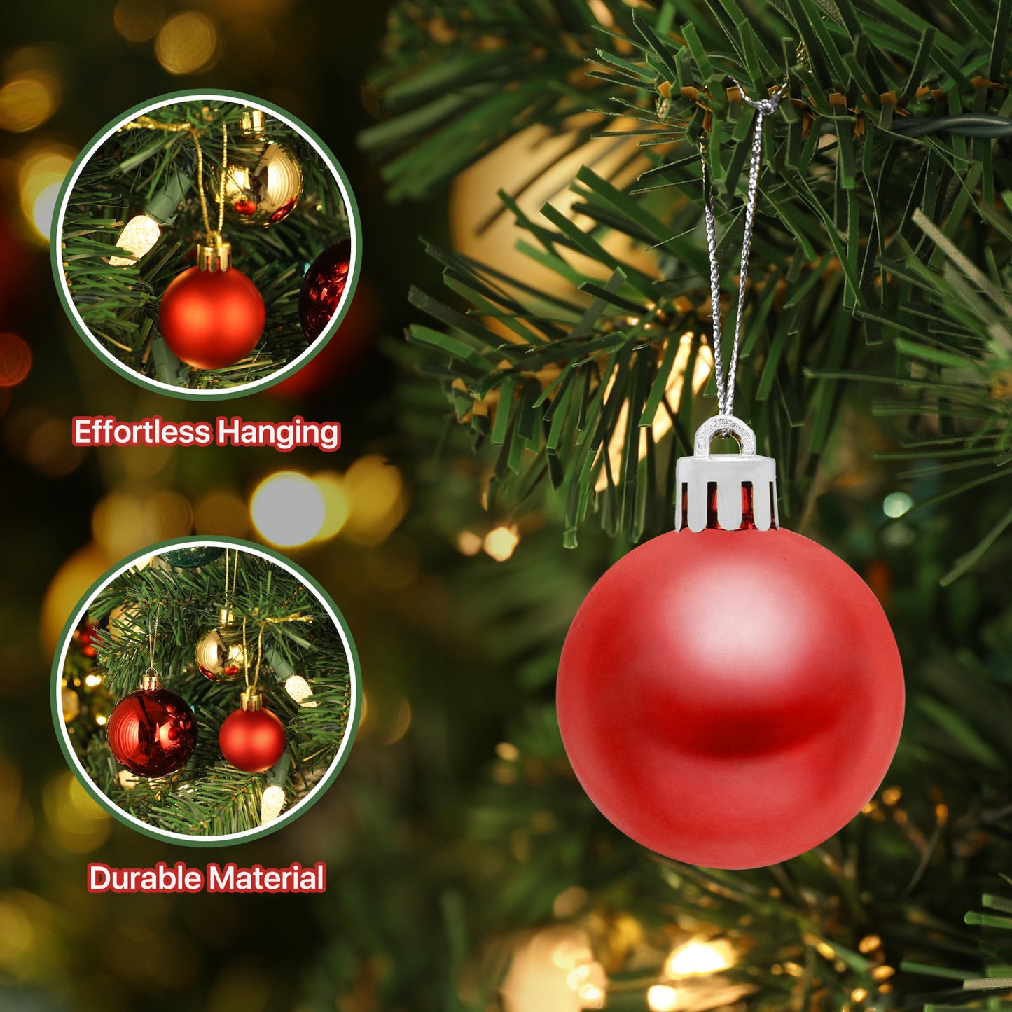 Ball Ornament - 1.5'' Diameter - 24PCS - 12*Shiny 12*Matte