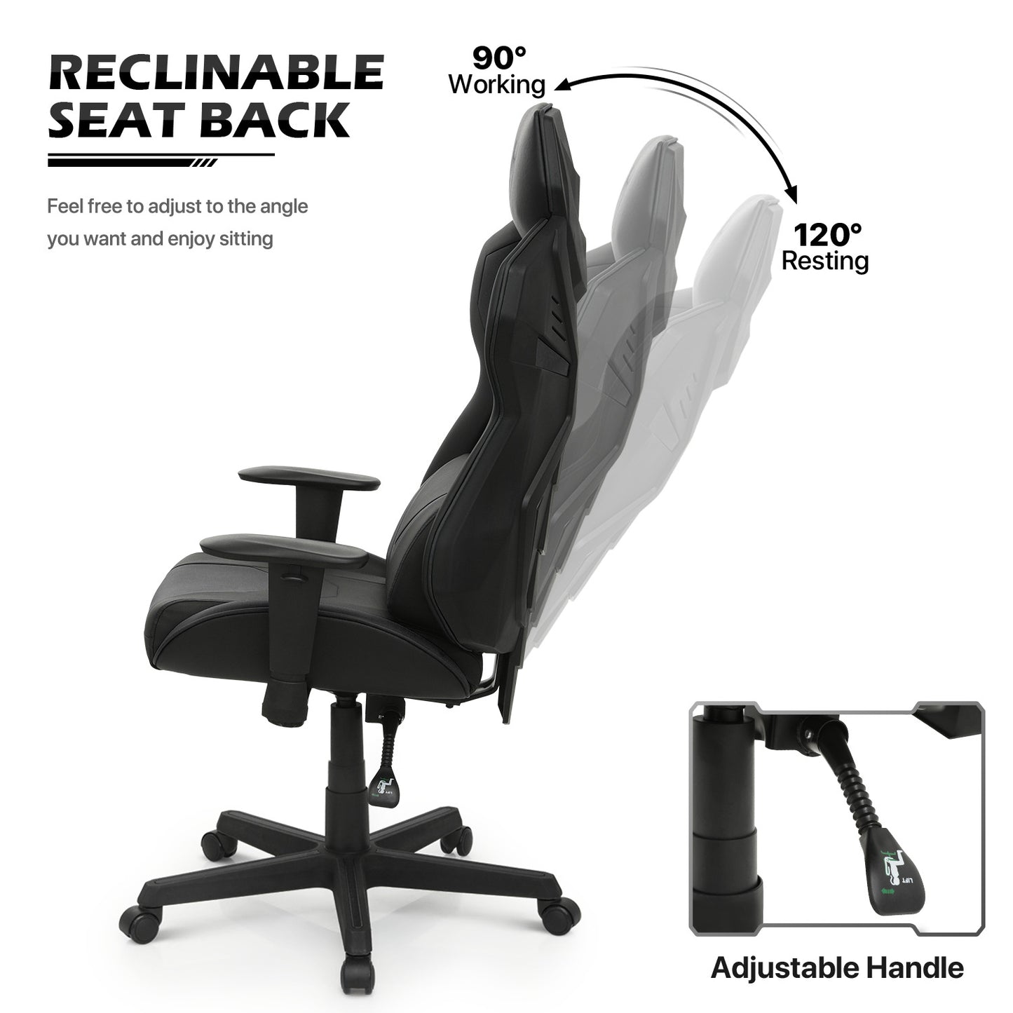 Gaming Chair w/Lumbar Support & Headrest #007