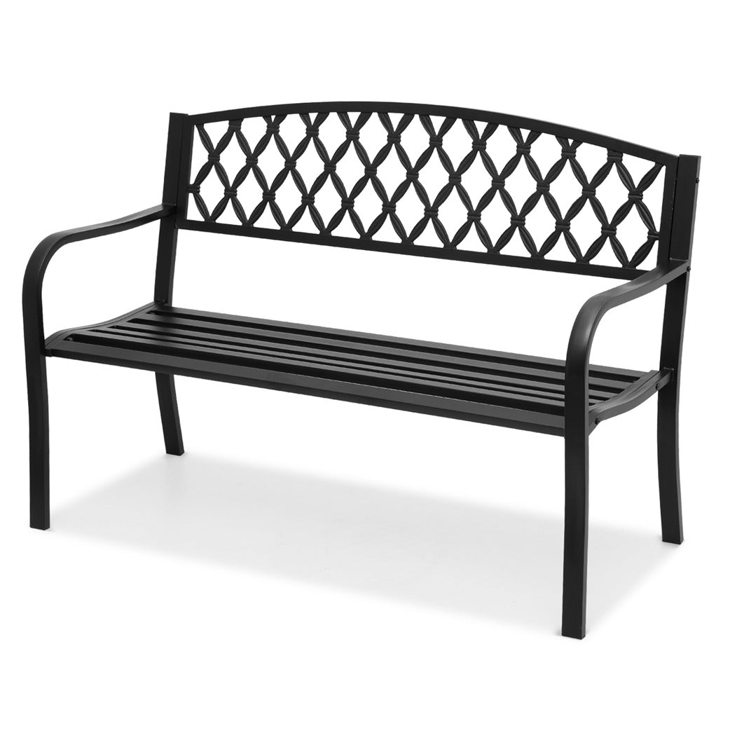 50" Iron Patio Garden Bench - Grid Pattern