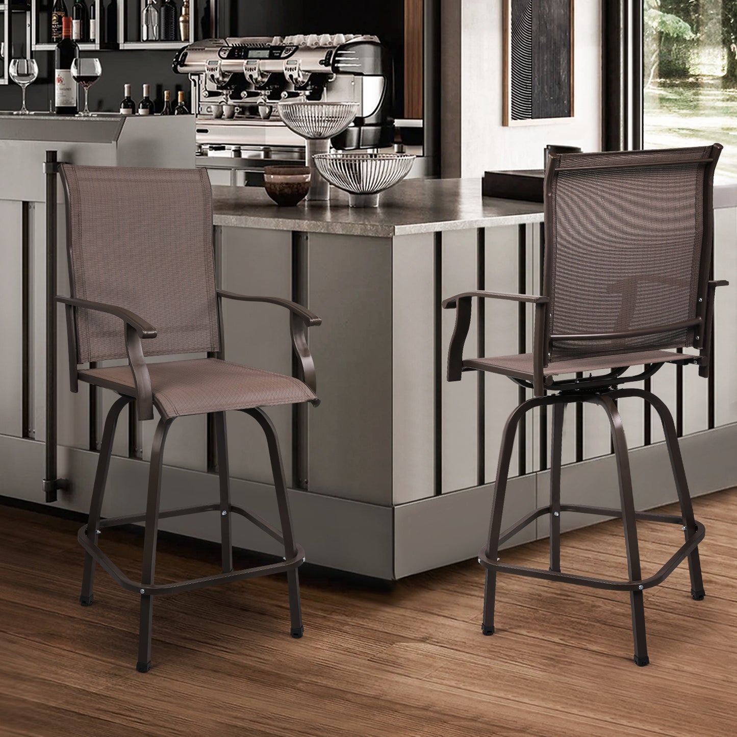Set of 2 Swivel Patio Bar Stool - 19.5"x21.5" Seat
