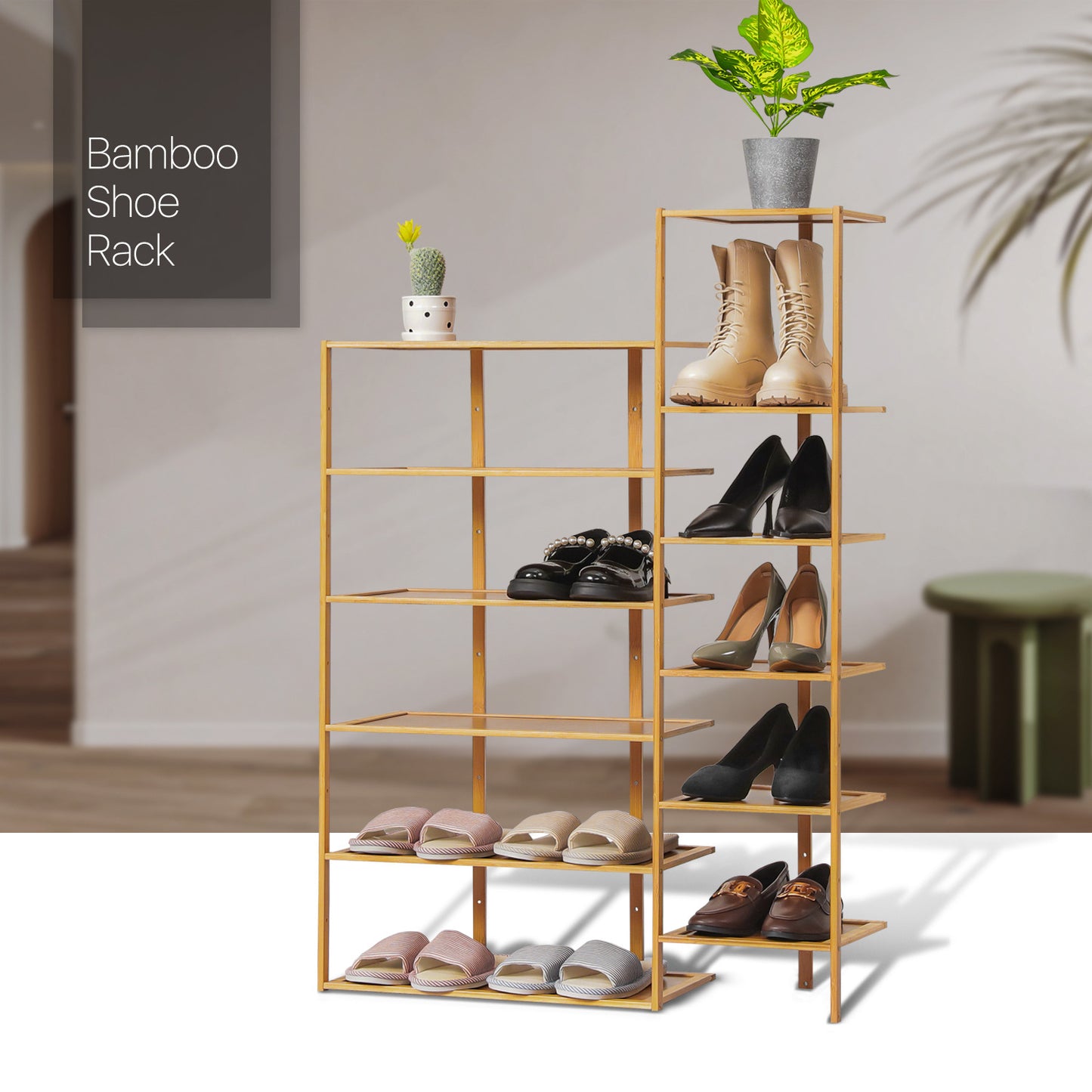 31" Twin Stand Shoe Rack - Natural