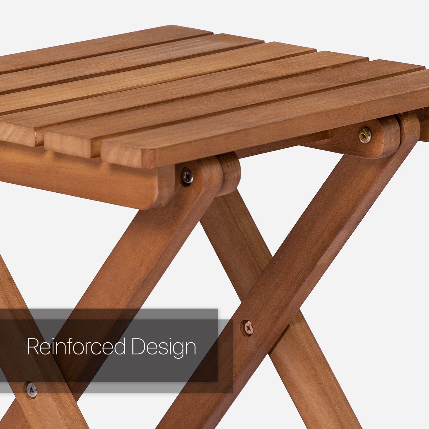 Square Folding Stool - Wood - Brown
