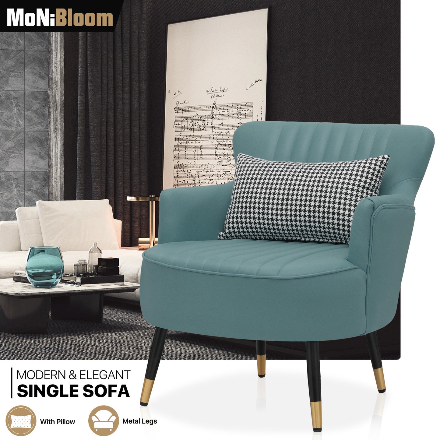 Laux Leather Accent Chair - Single Sofa - 30" Width