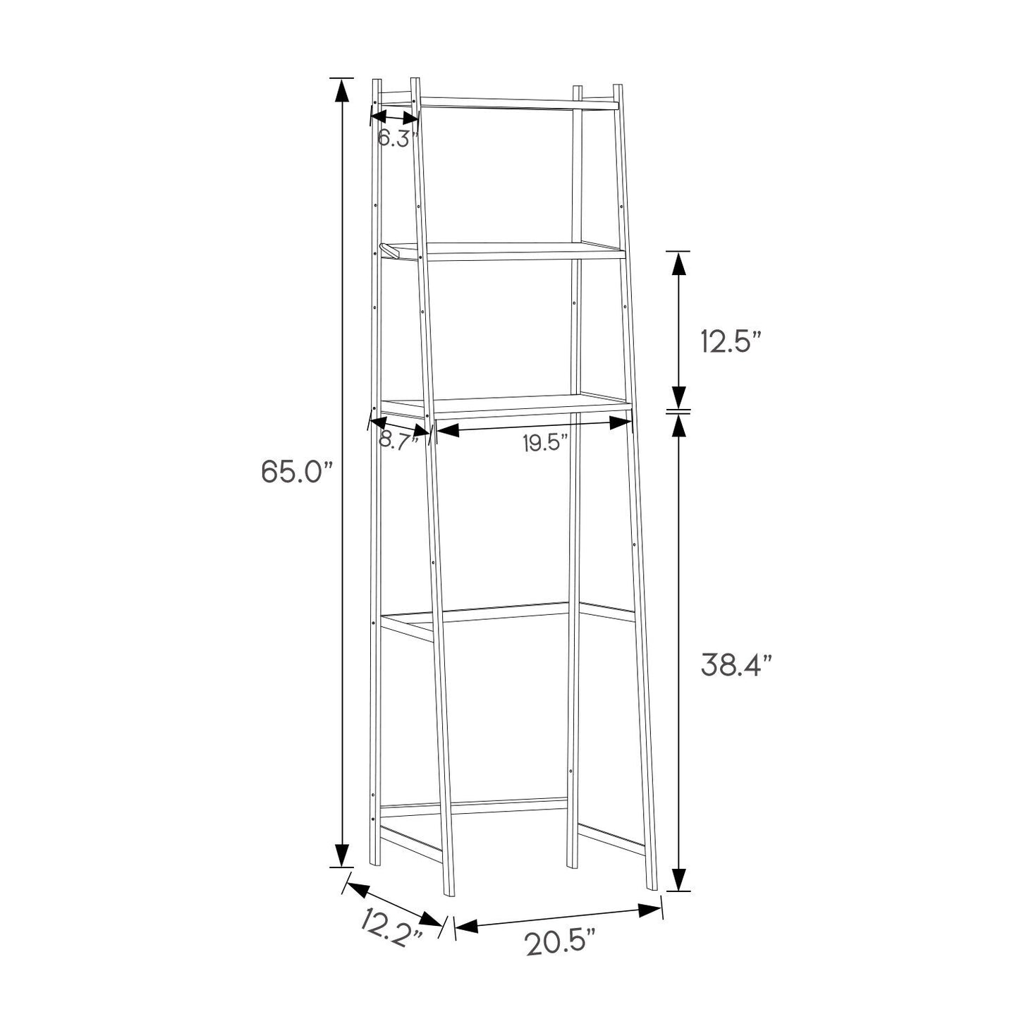 Over Toilet Storage Rack - with Hooks - Natural