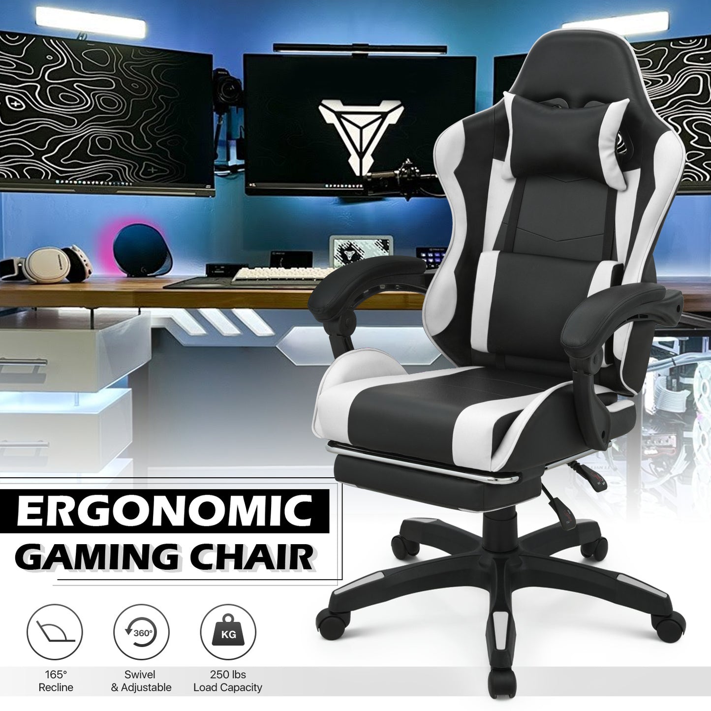 Reclinable Gaming Chair w/Footrest #001