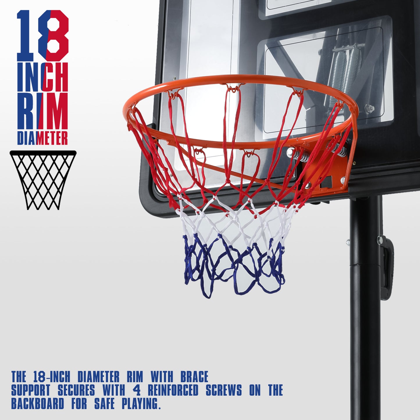 10 Ft Adjustable Height Portable Basketball Hoop w/Standard Rim