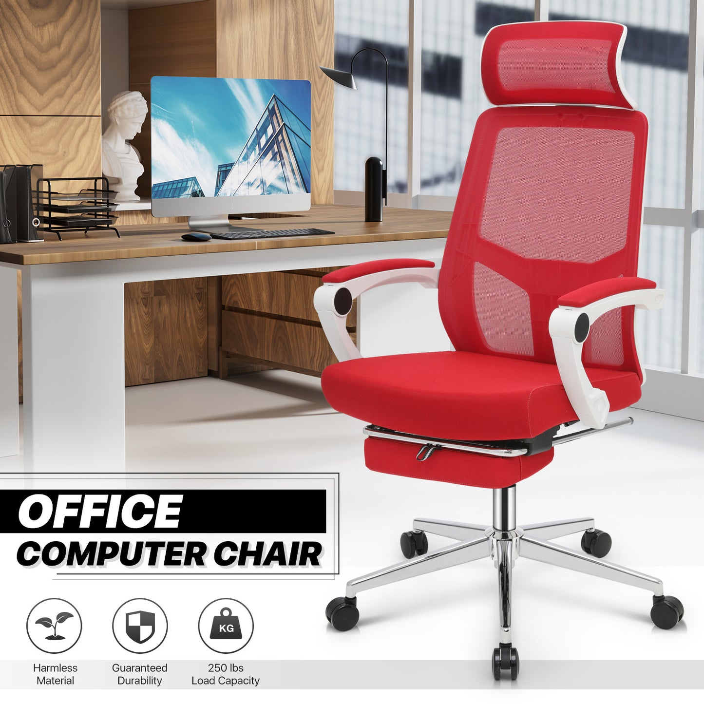 Reclinable Office Chair w/Footrest