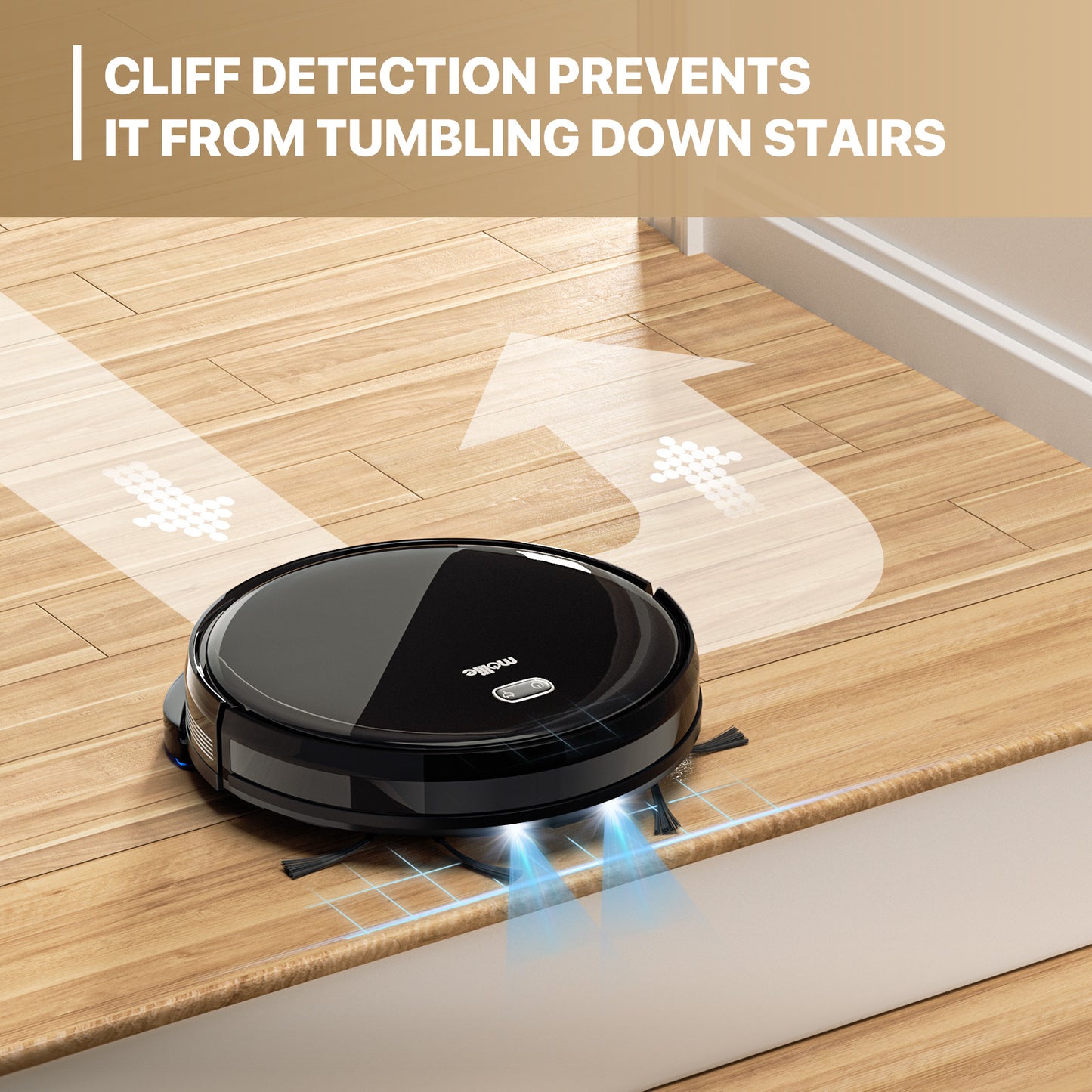 Robot Vacuum - 500ml Dustbin - 150ml Water Tank - w/Dry Mop+Remote Control - Black