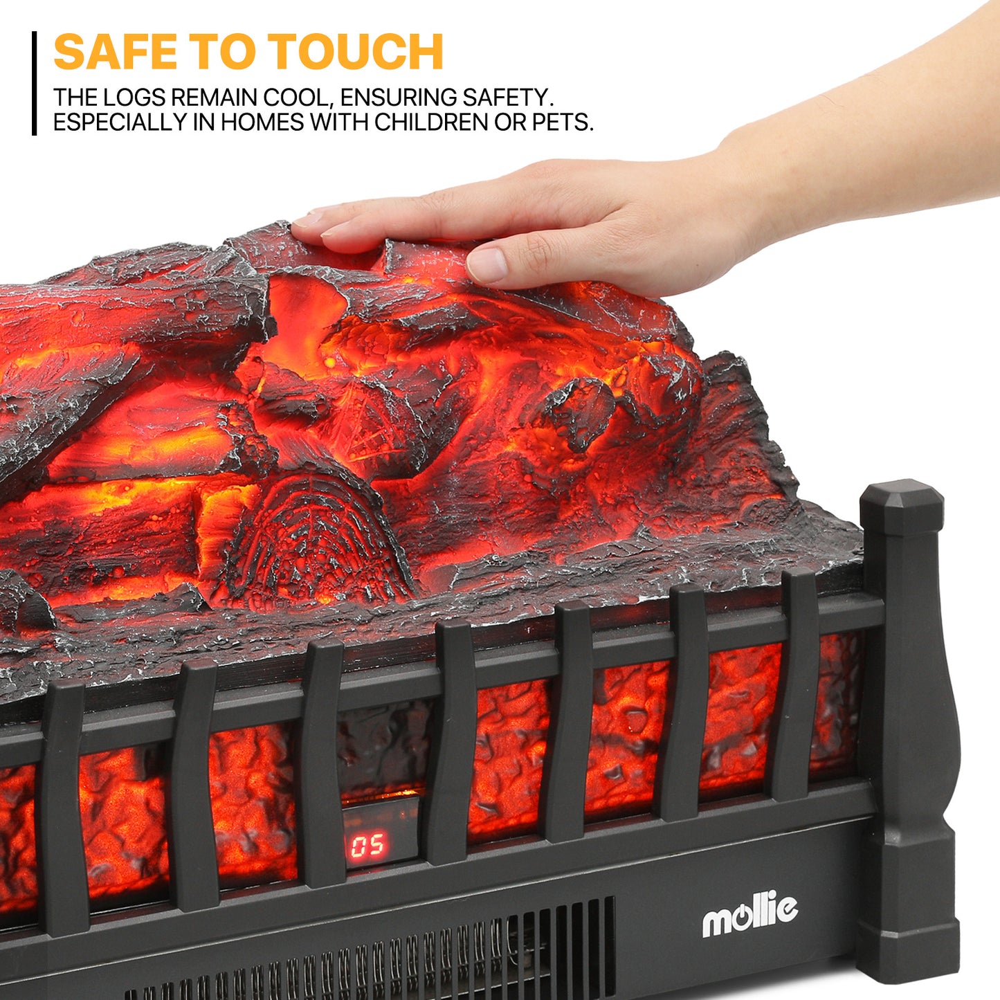 Electric Fireplace - 1500W Space Heater - Logs and Inserts - 5 Level Flame Brightness - with Remote