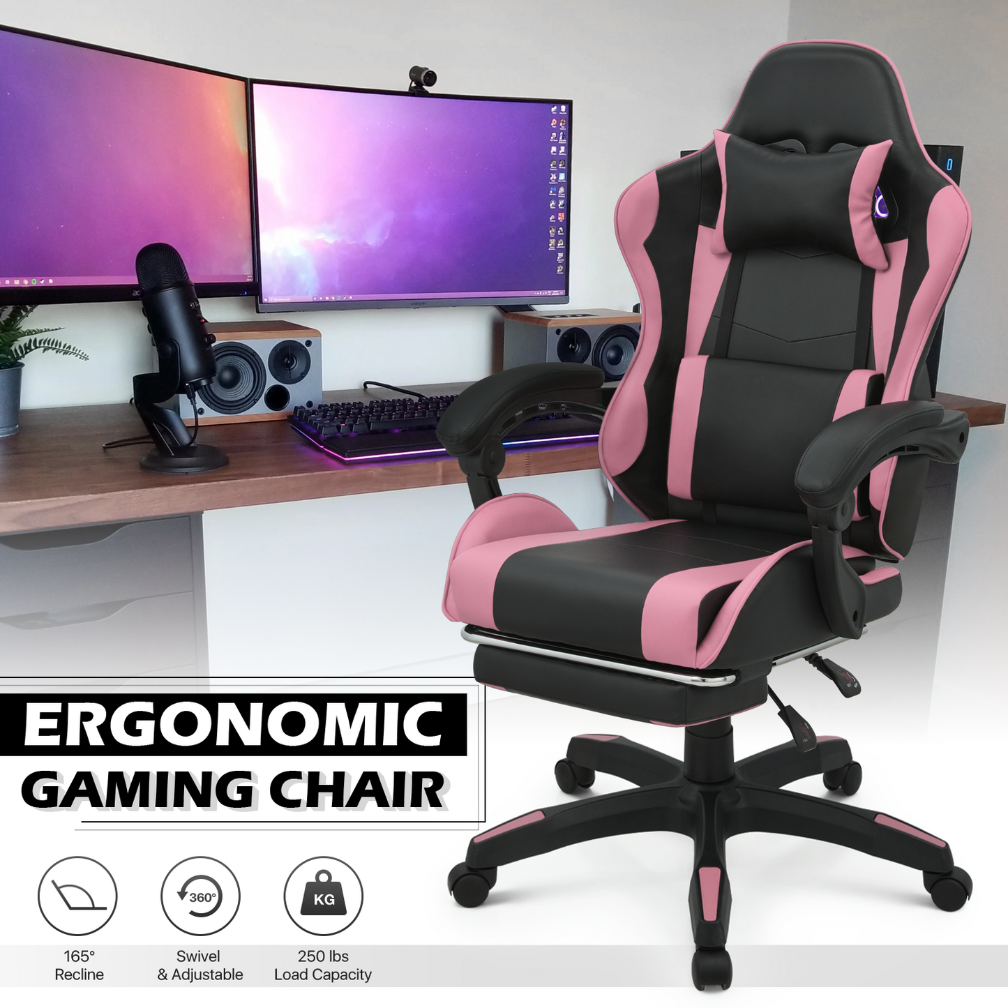Reclinable Gaming Chair w/Footrest #001