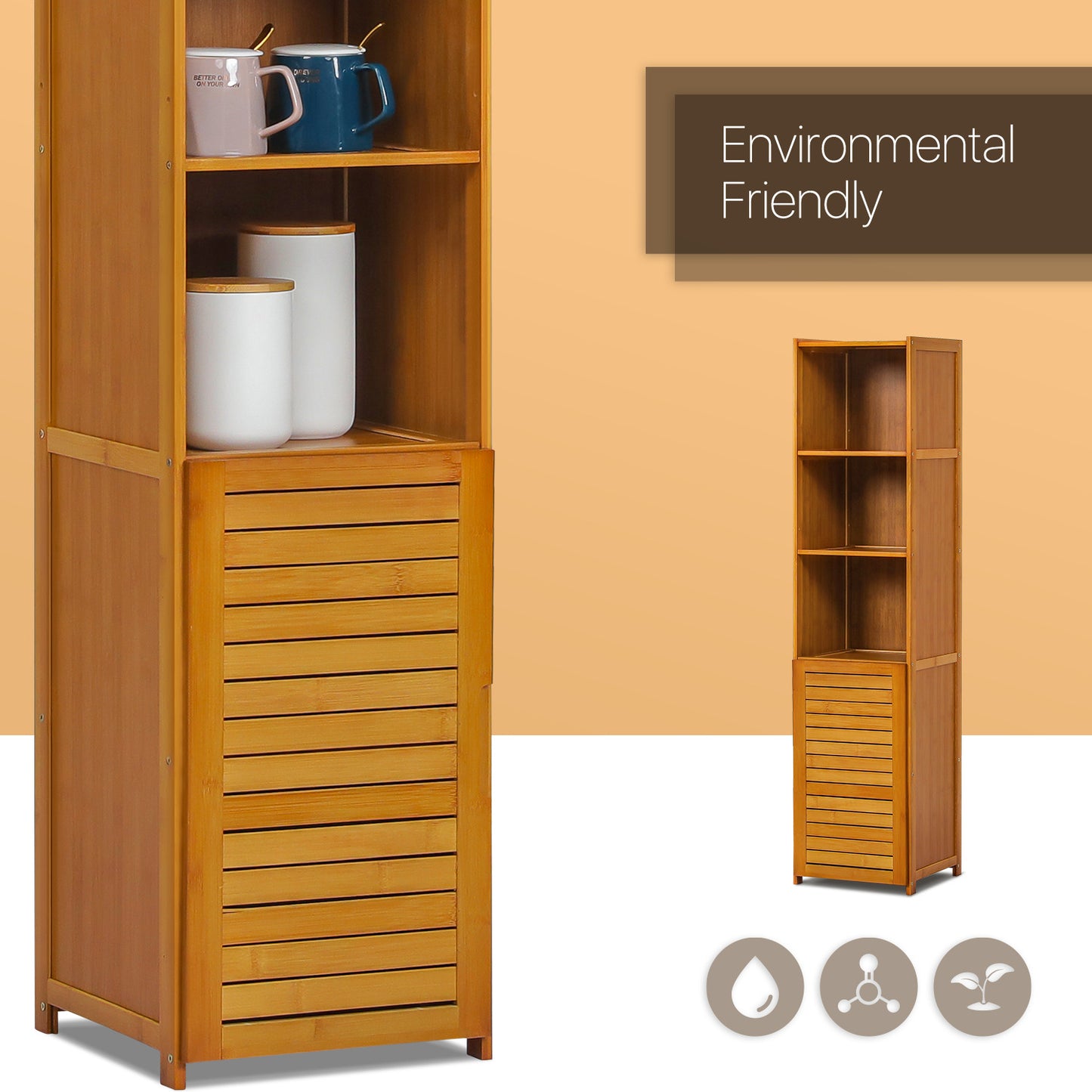 Multi-Functional Freestanding Display Shelf - with Bottom Cabinet Storage - 12" - Brown