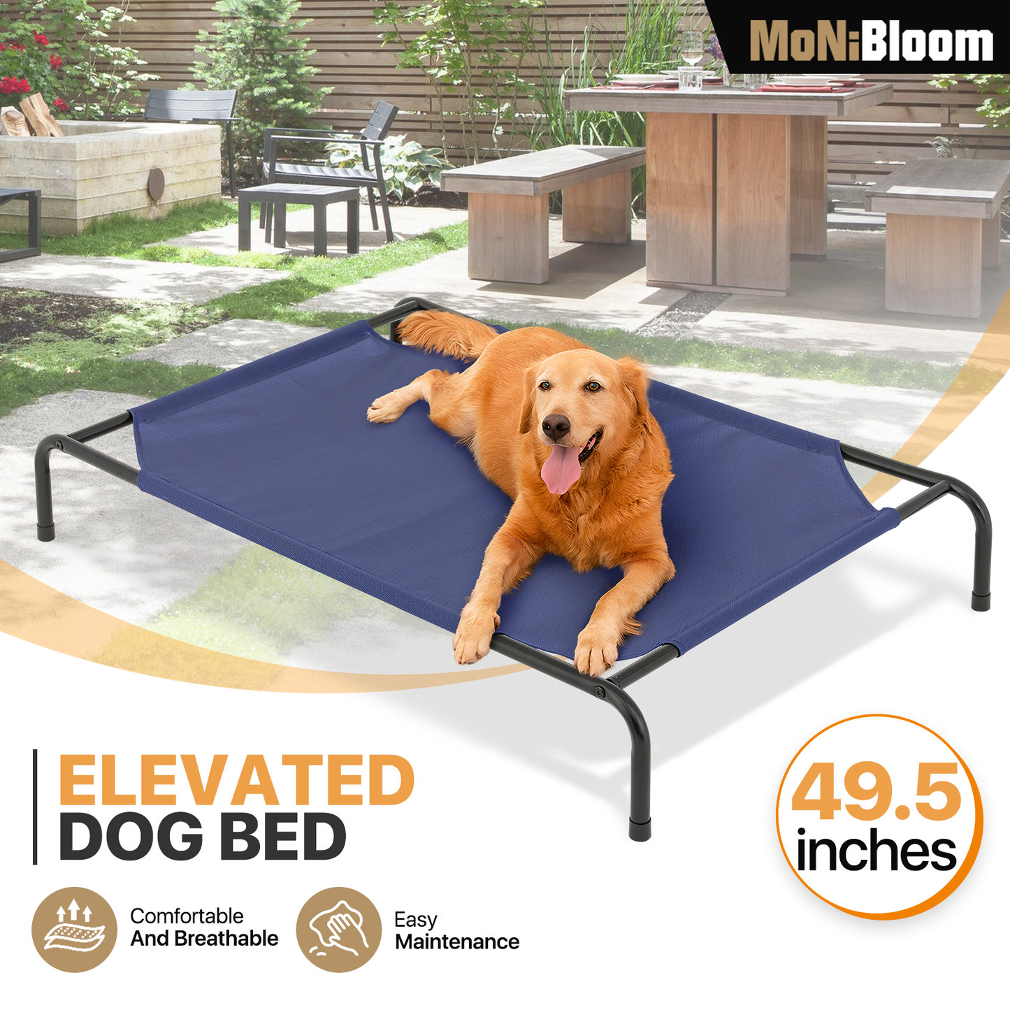 Elevated Dog Bed - Non-Slip Cooling Pet Bed - 49.5'' Length