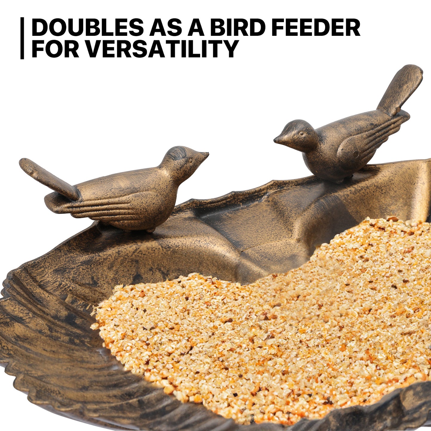 28" Garden Bird Bath - Solar Pumb