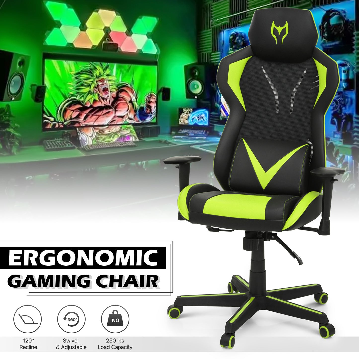 Gaming Chair w/Lumbar Support & Headrest #007