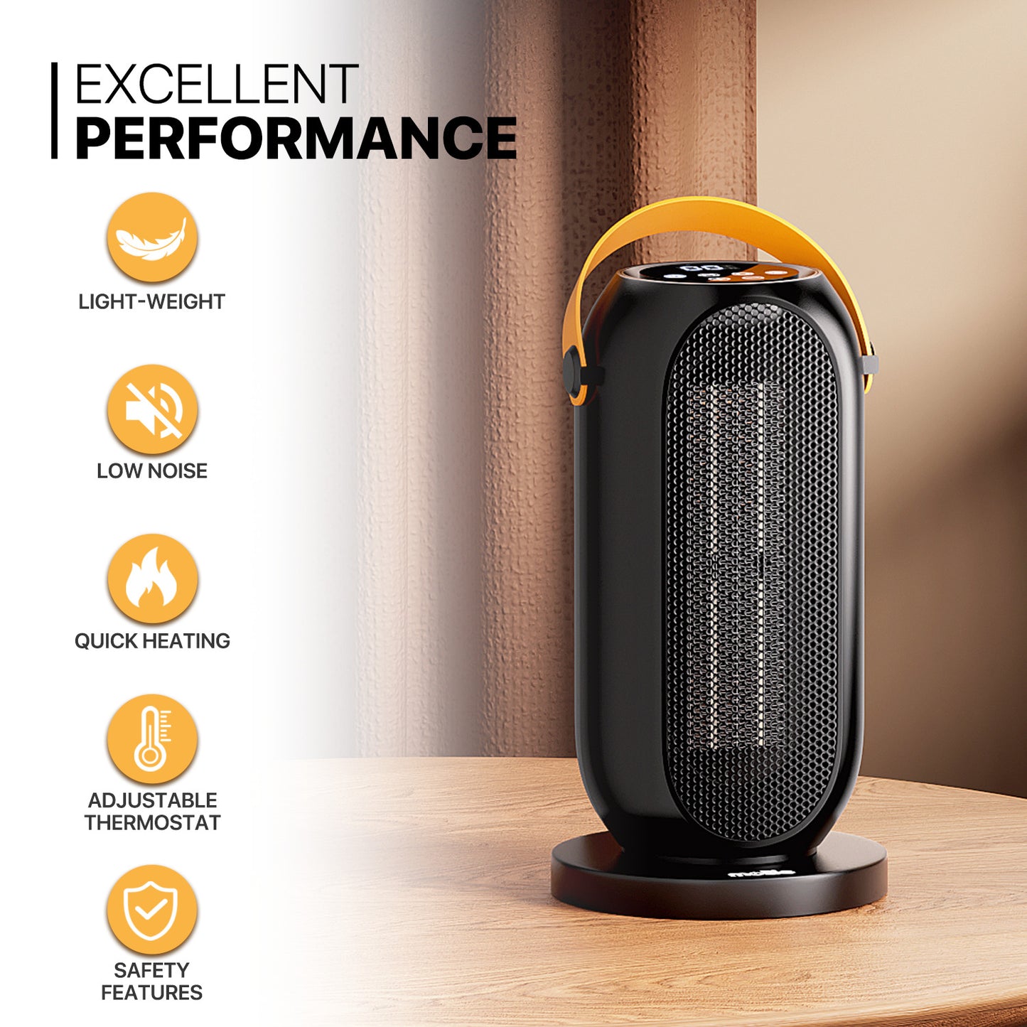 1200W Electric Portable PTC 160 sq.ft Space Heater - Digital Display