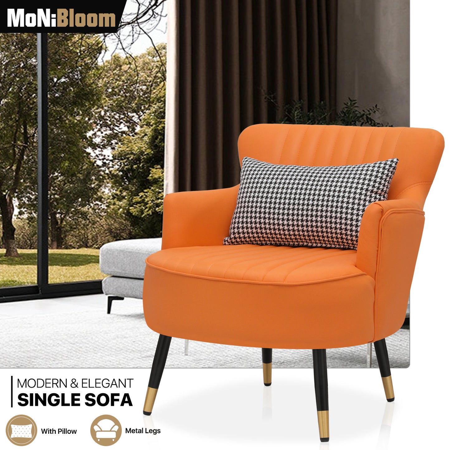 Laux Leather Accent Chair - Single Sofa - 30" Width