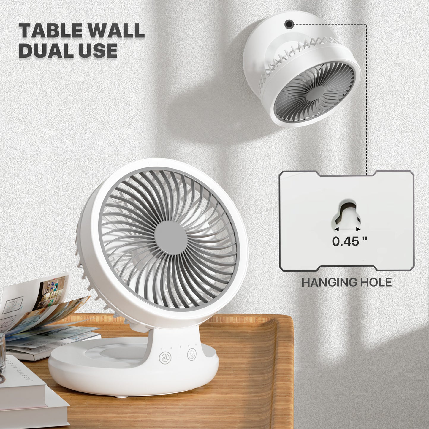 8" USB Foldable Oscillation Fan - 4 Speed & LED Light