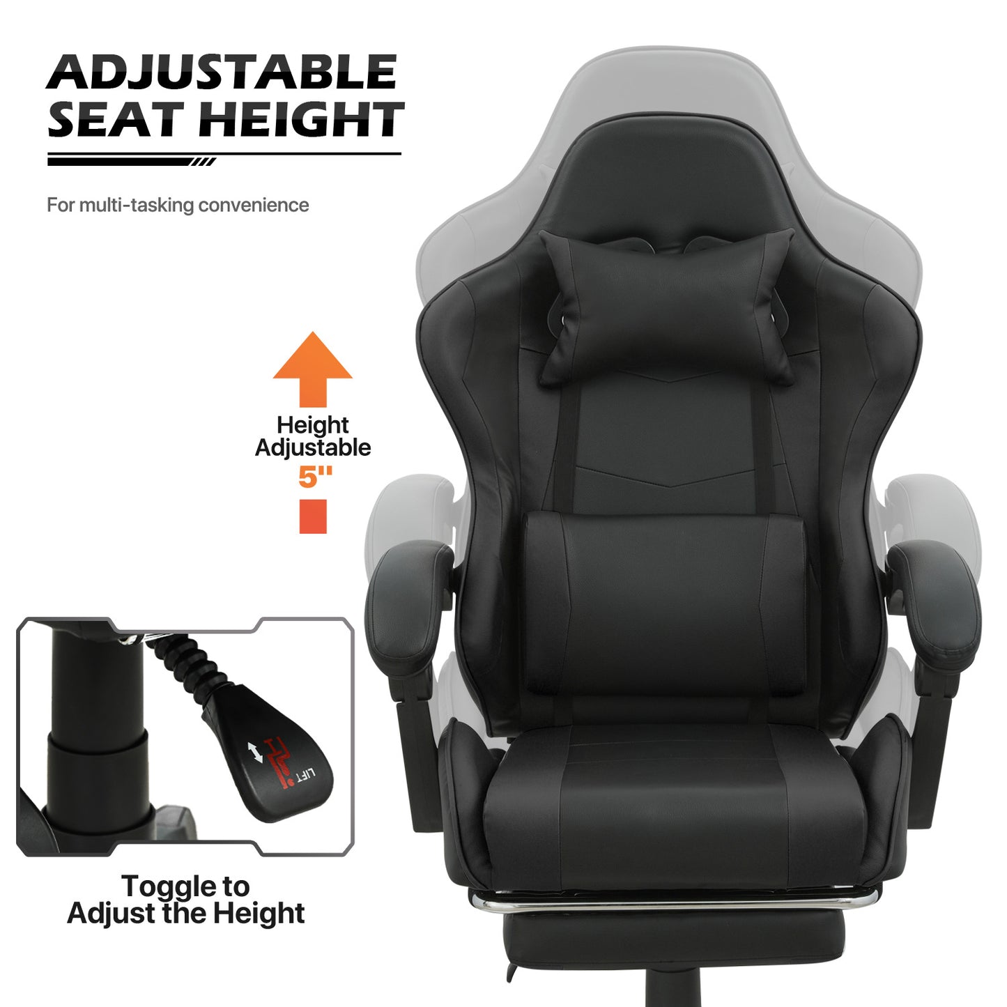 Reclinable Gaming Chair w/Footrest #001