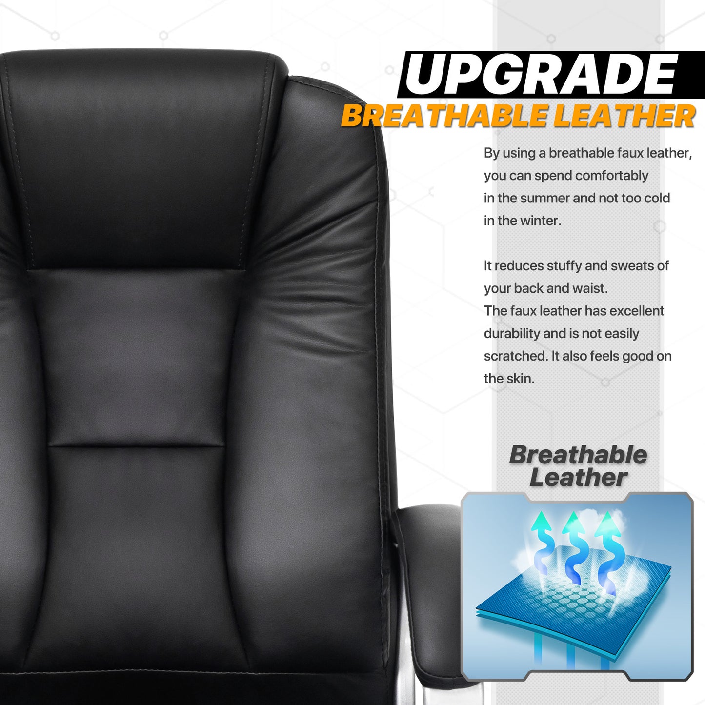 Faux Leather Executive Chair - 29" x 47" Studded Mat Set