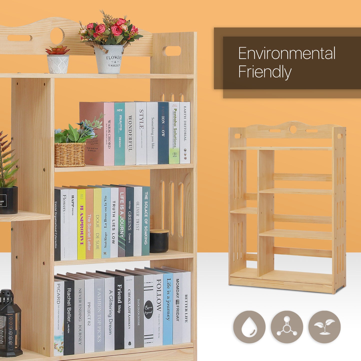 Wooden Display Storage Organizer - 4 Tier - 33" - Natural