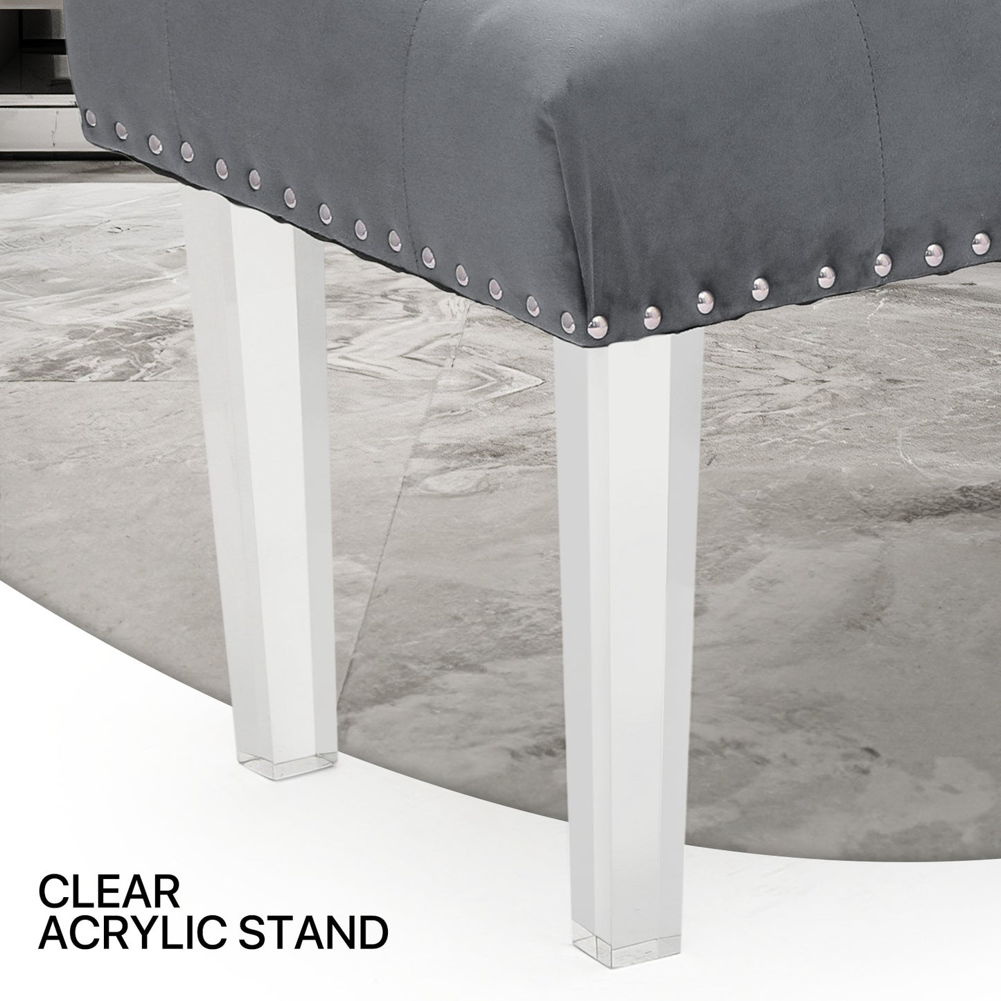 47" Tufted Ottoman Seat Mid-Century Rectangle Footstool Bench - Acrylic Foot