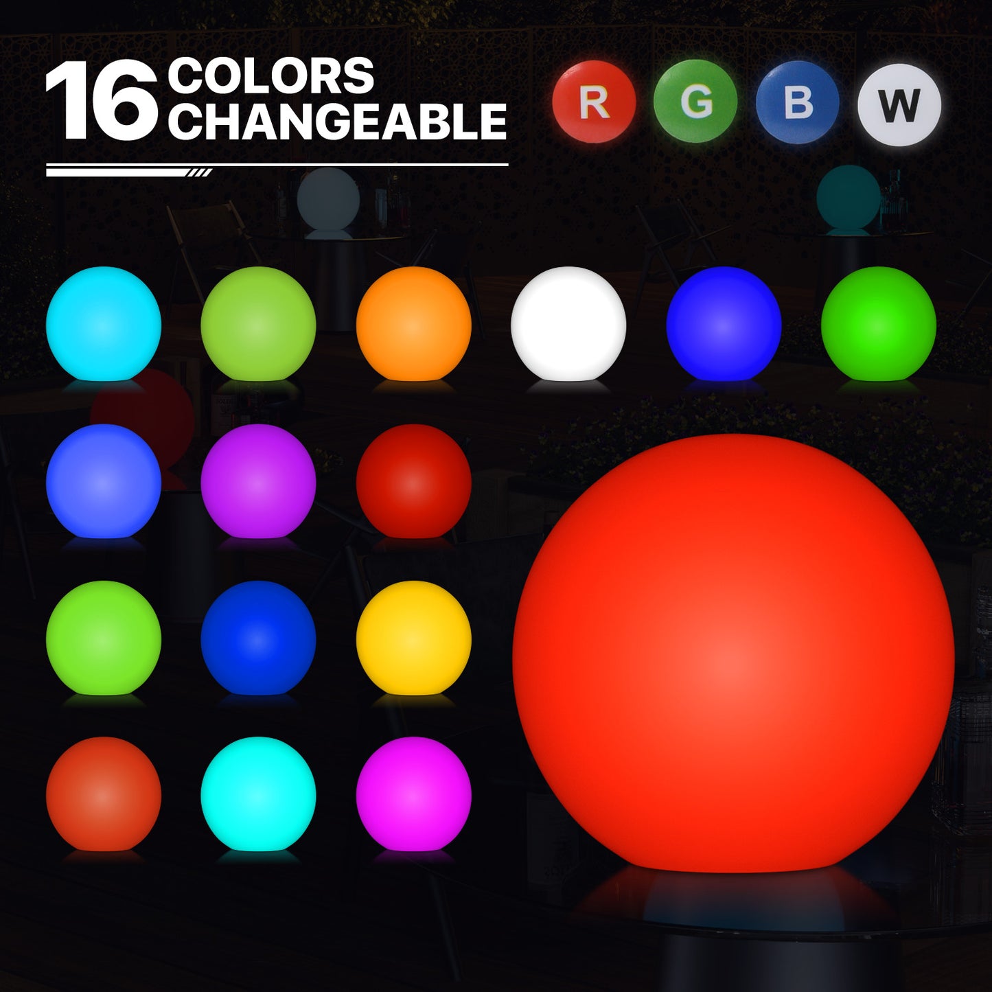 LED - Decor Light - 12''Ball - 16 Colors Remote Control
