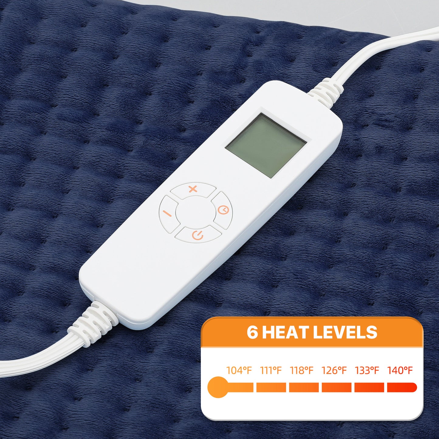 Electric Heating Pad - 20" x 24" Long Plush - Half an Hour Timer + 6 Heating Levels