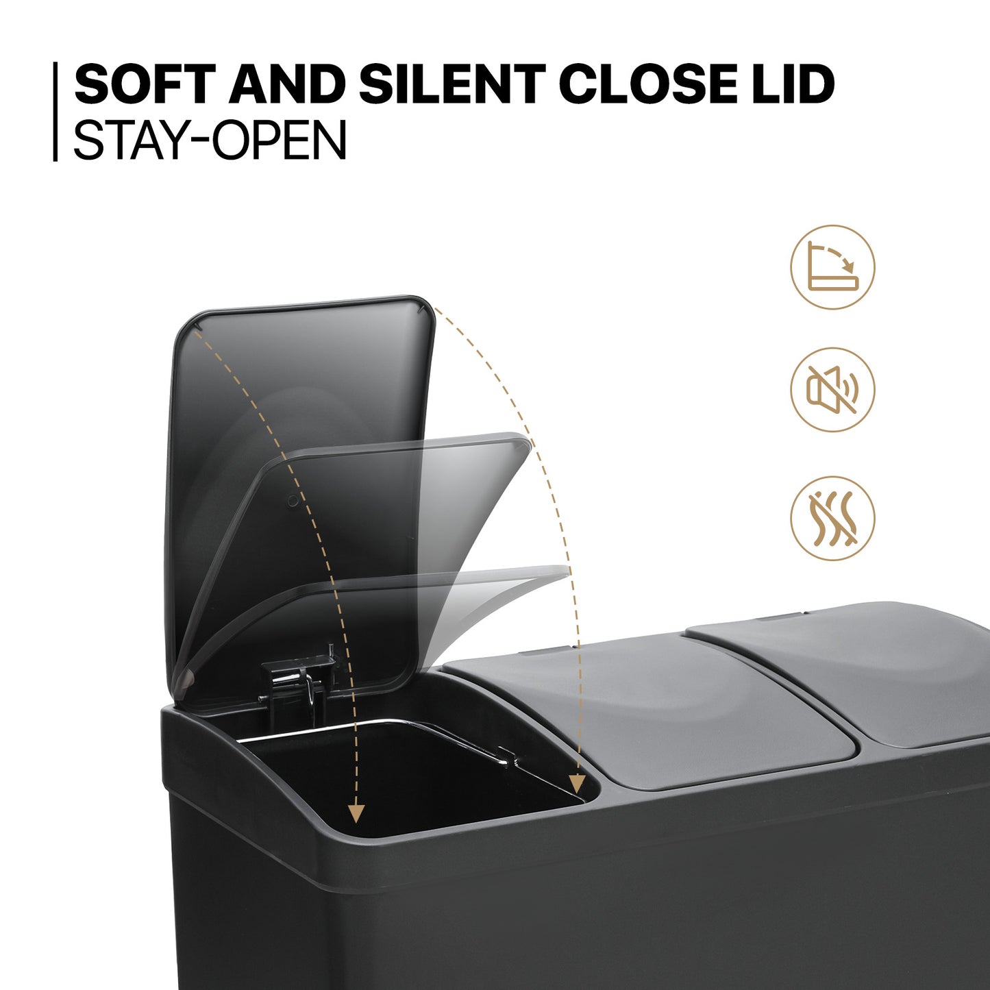 3 Compartment Step On Trash Bin - 3 * 15L