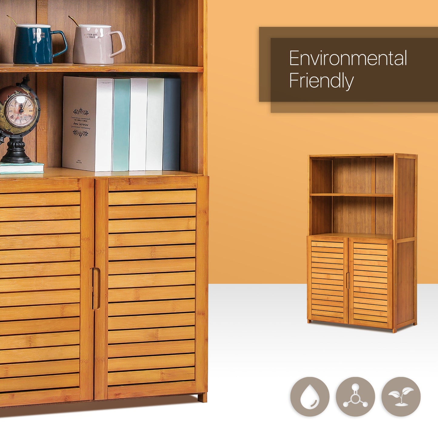 Multi-Functional Freestanding Display Shelf - with Bottom Cabinet Storage - 24" - Brown