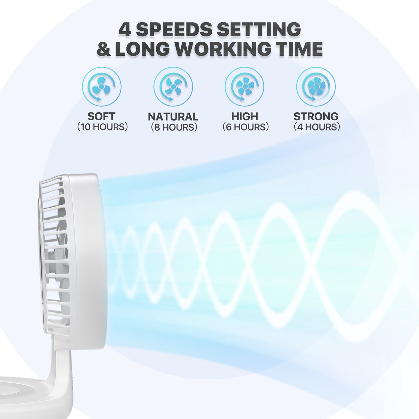 8" USB Foldable Oscillation Fan - 4 Speed & LED Light