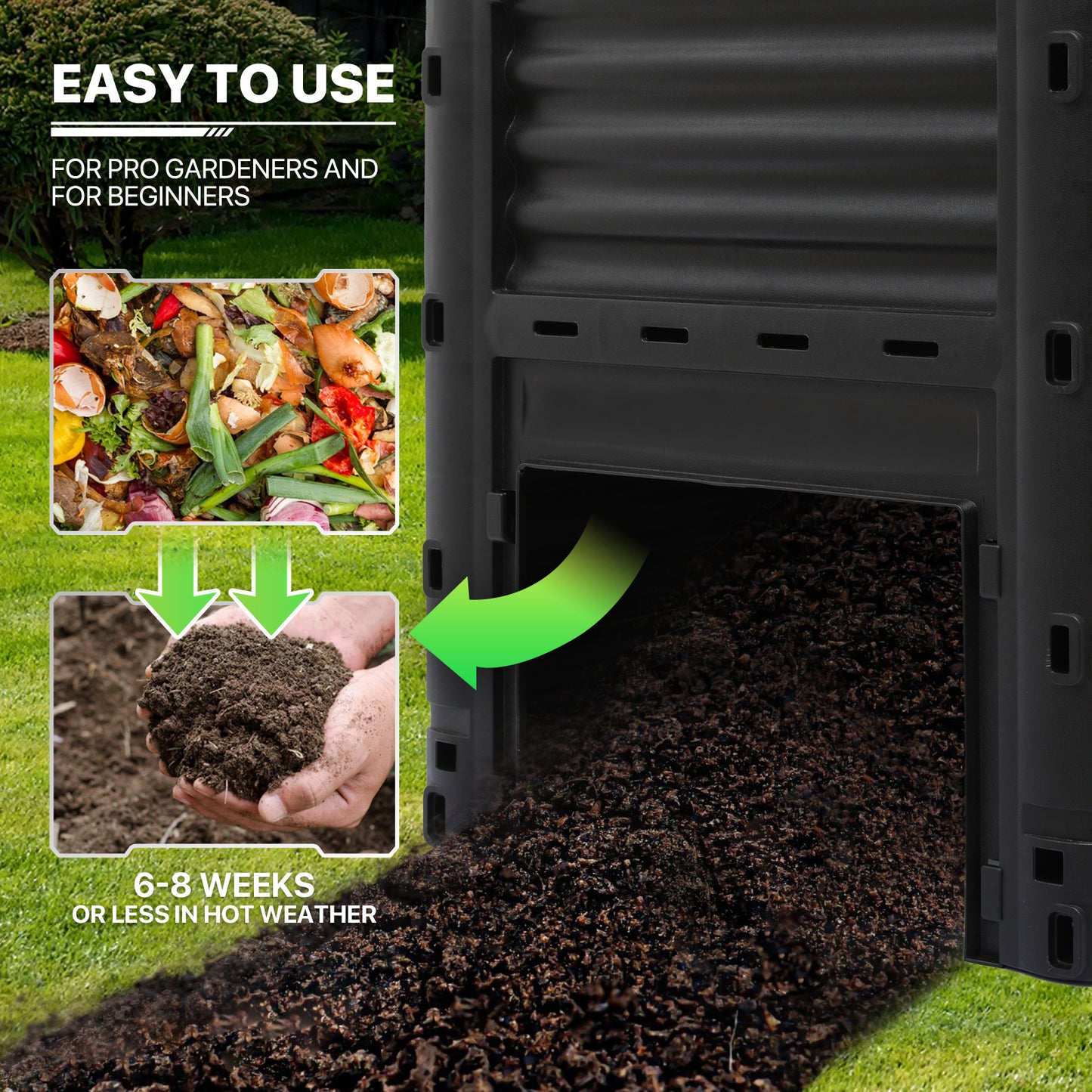 80 Gallon Barrel Compost Bin - with Gloves
