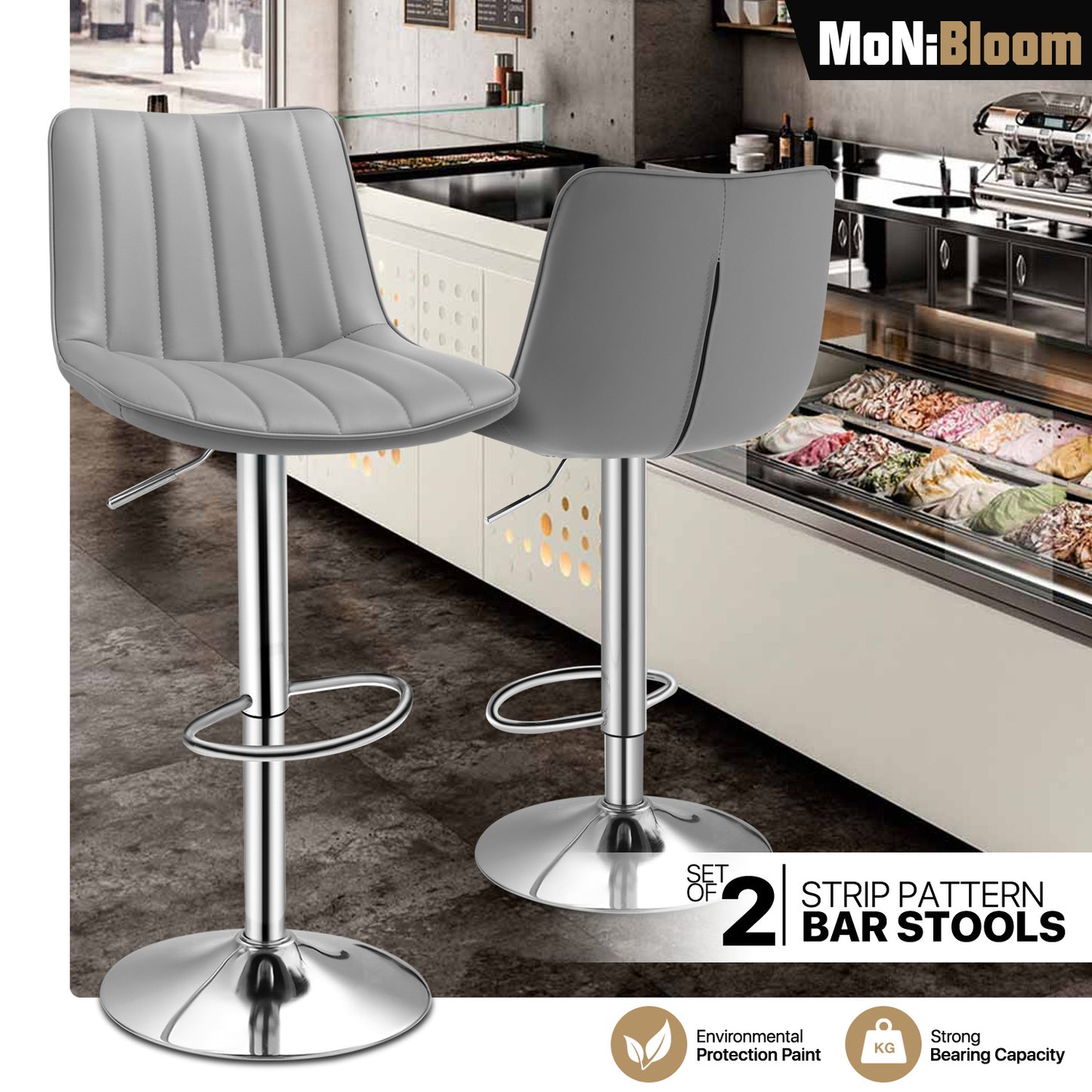 Strip Pattern Bar Stool 2 Pcs