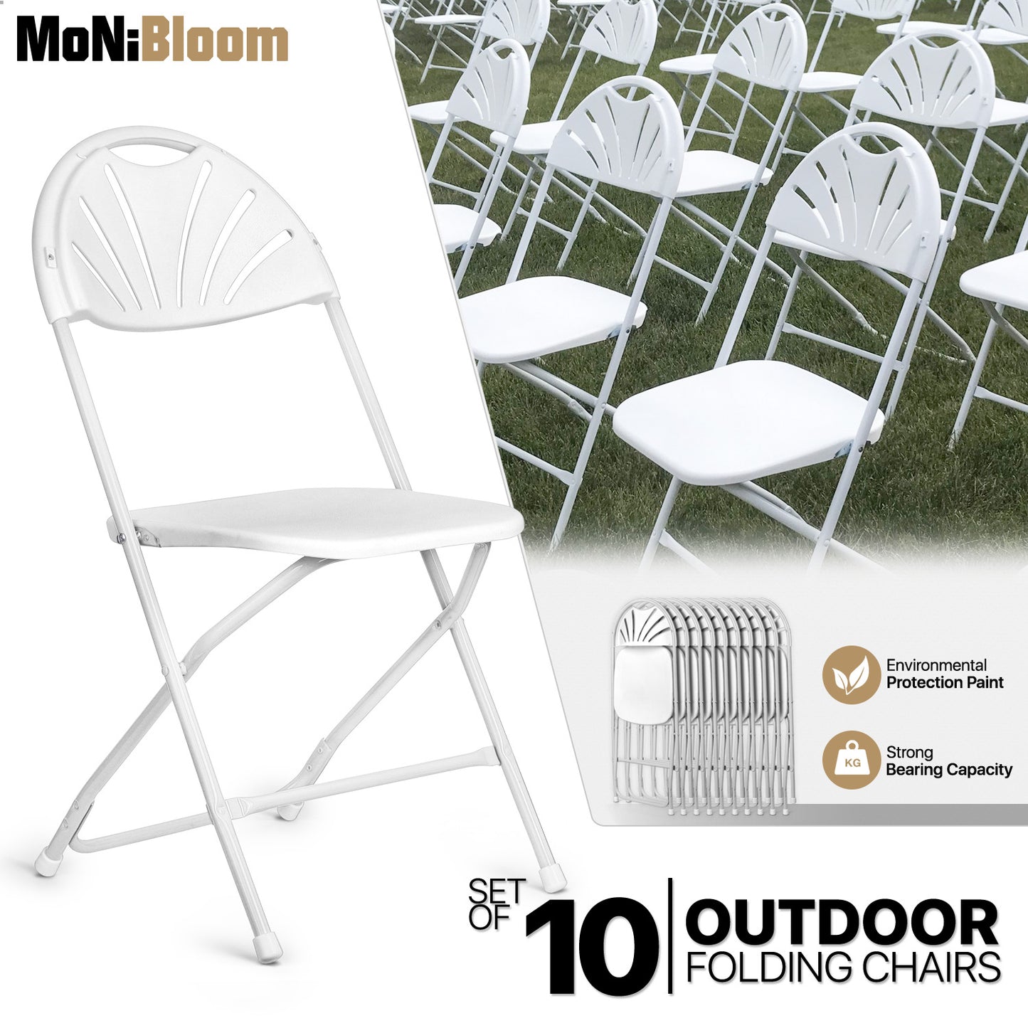 10 Pcs Fan Back Foldable Chair