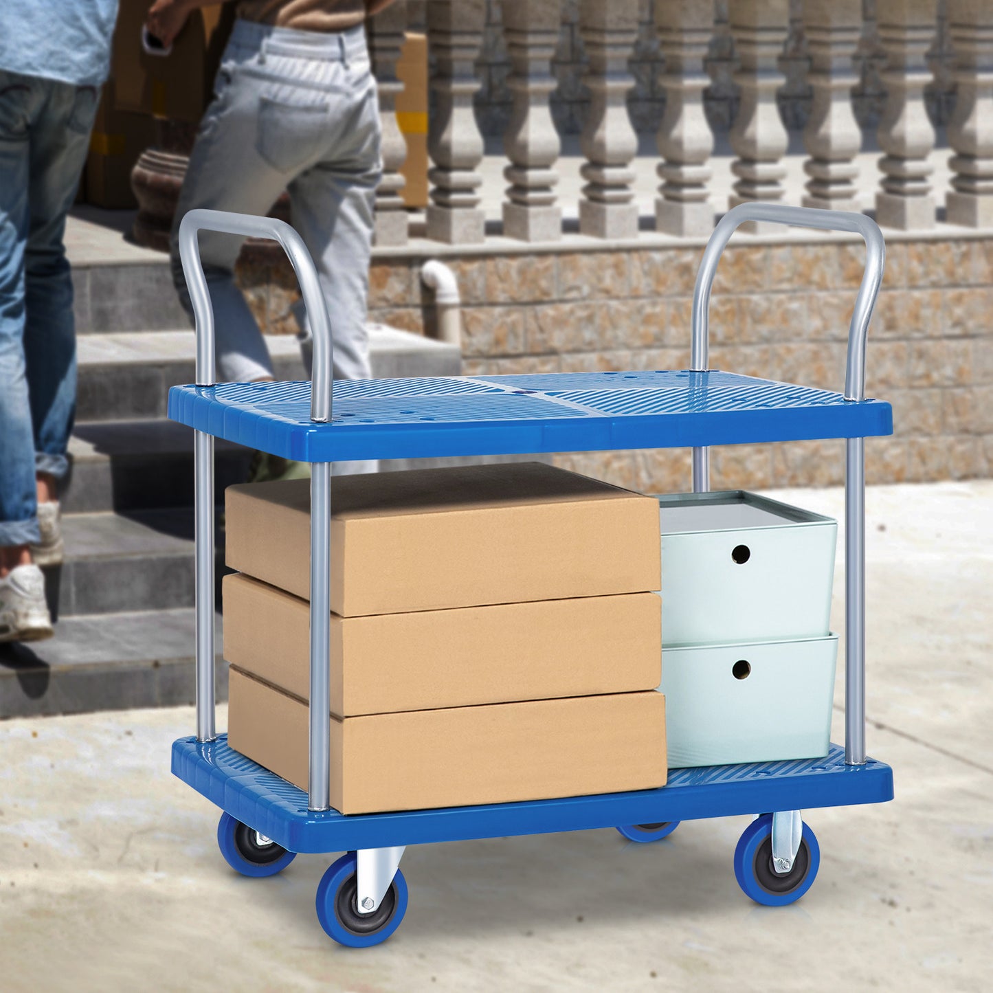 2 Tier Rolling Utility Cart