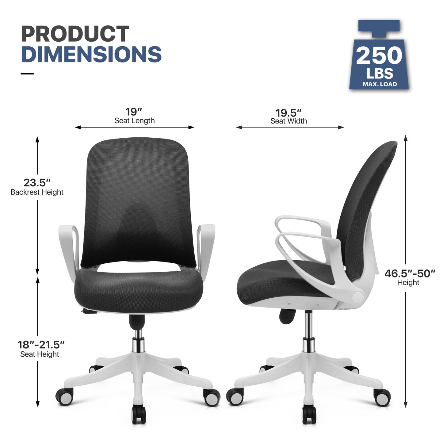 Office Chair w/D-Shaped Armrest