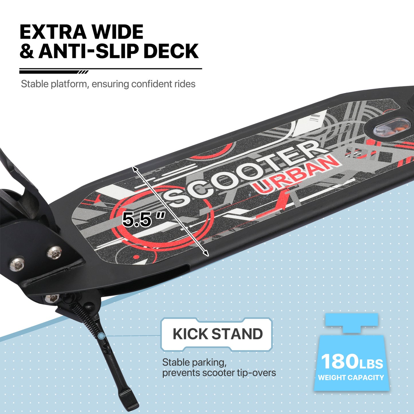 Foldable Kick Scooter - Adjustable Height Handlebar - 8" Wheels - w/Handlebrake