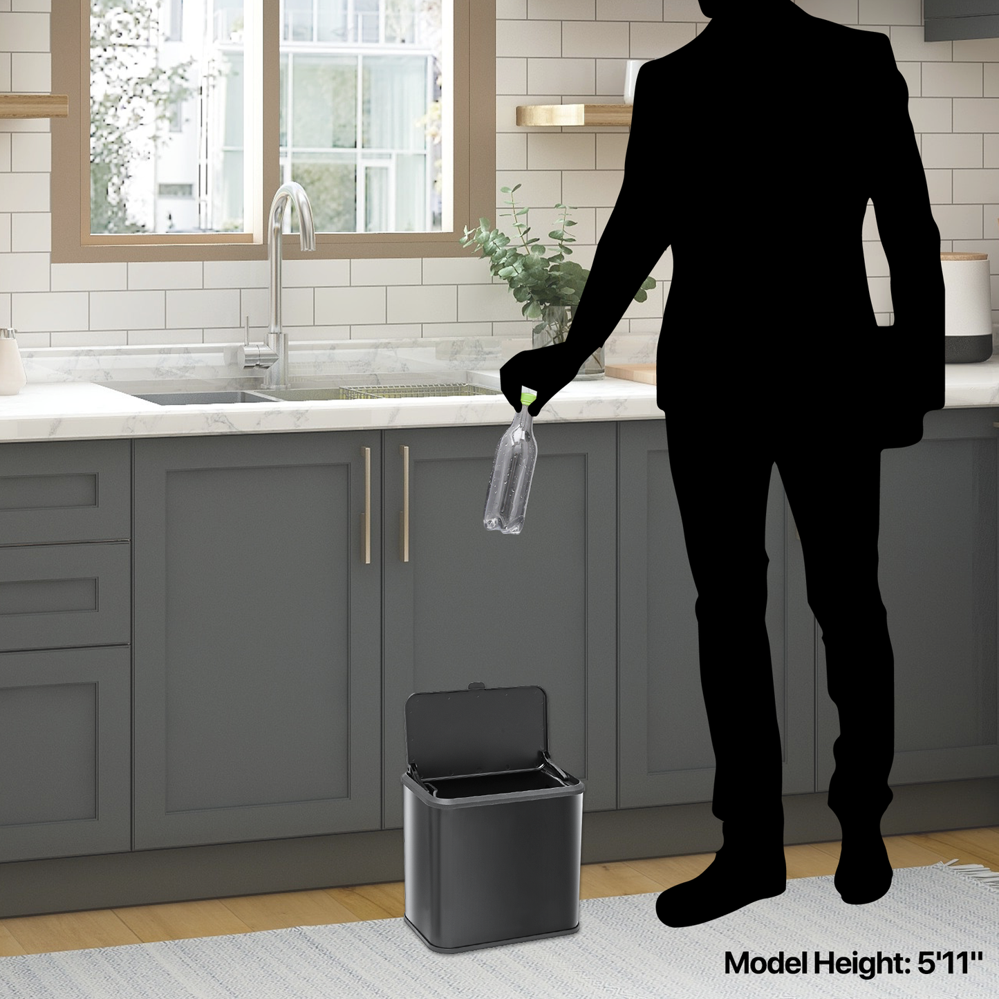 1.3 Gallon Hanging Trash Can - with Removable Inner Basket