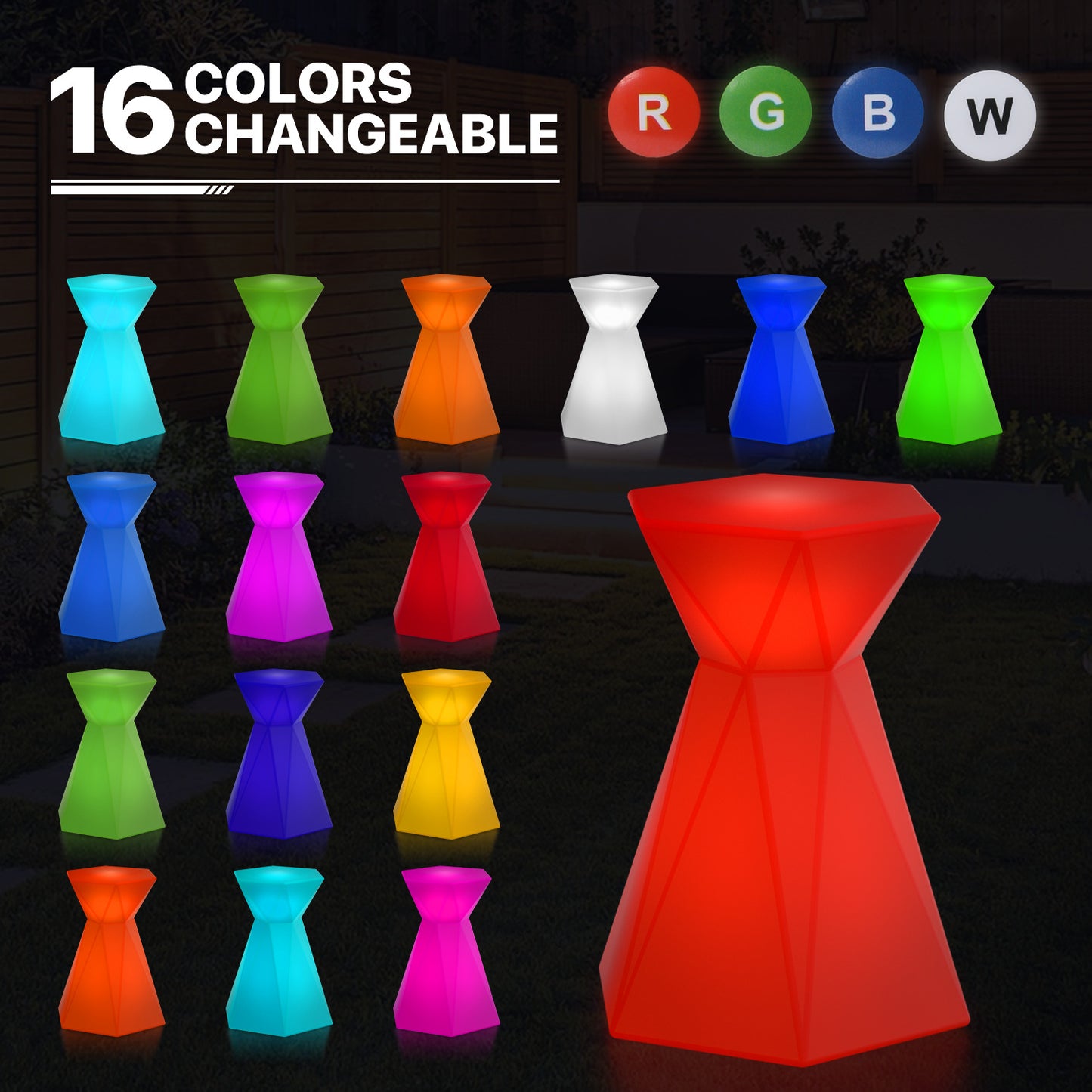 LED - Table - Diamond Shape - 16 Colors Remote Control