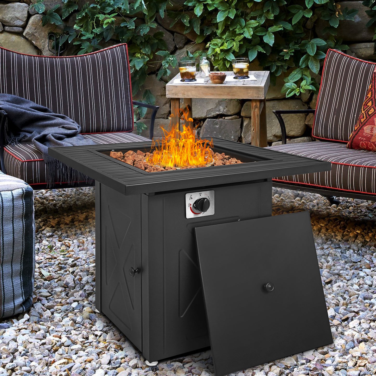 28" Square Fire Pit - Gray
