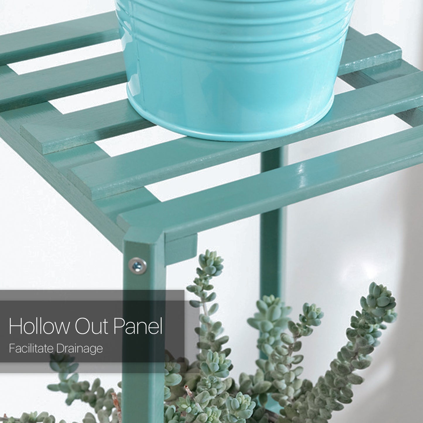 Simplified Flower Plant Stand Display Tower - A Shape - Green