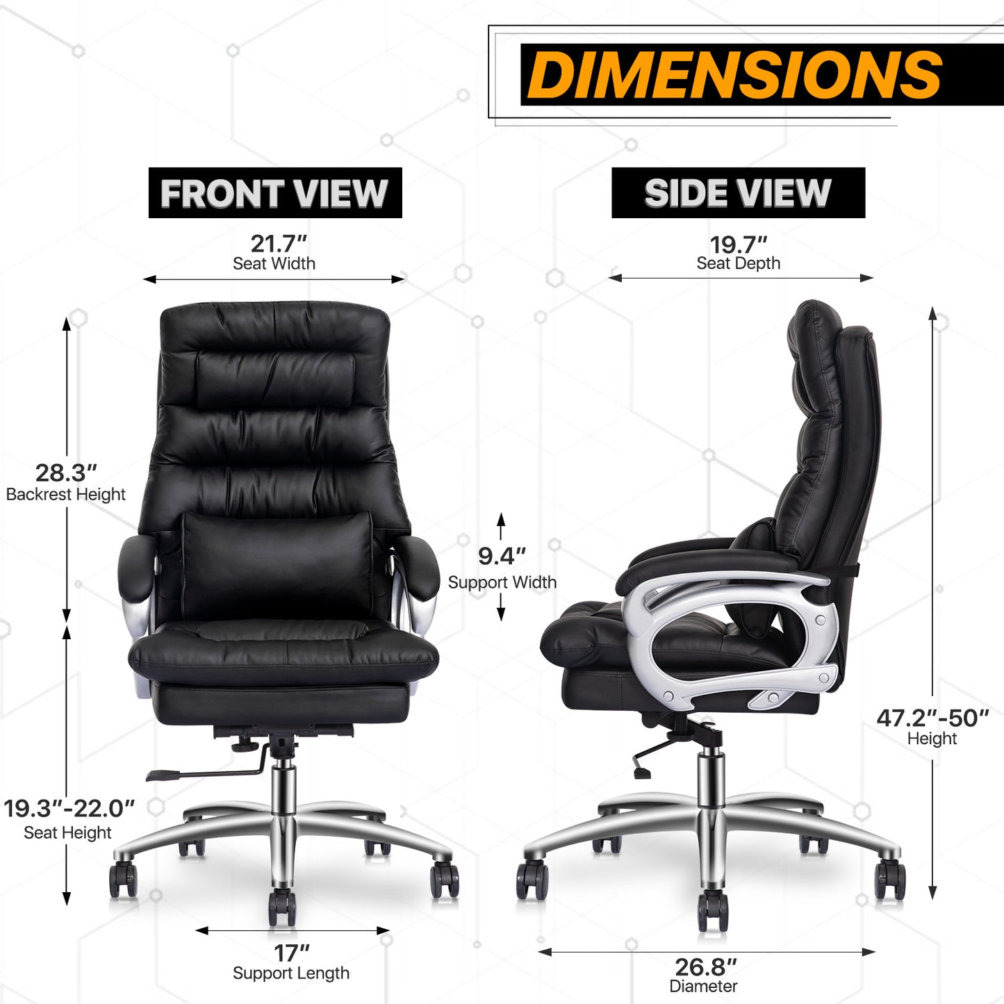 Faux Leather Executive Chair with Lumbar Support