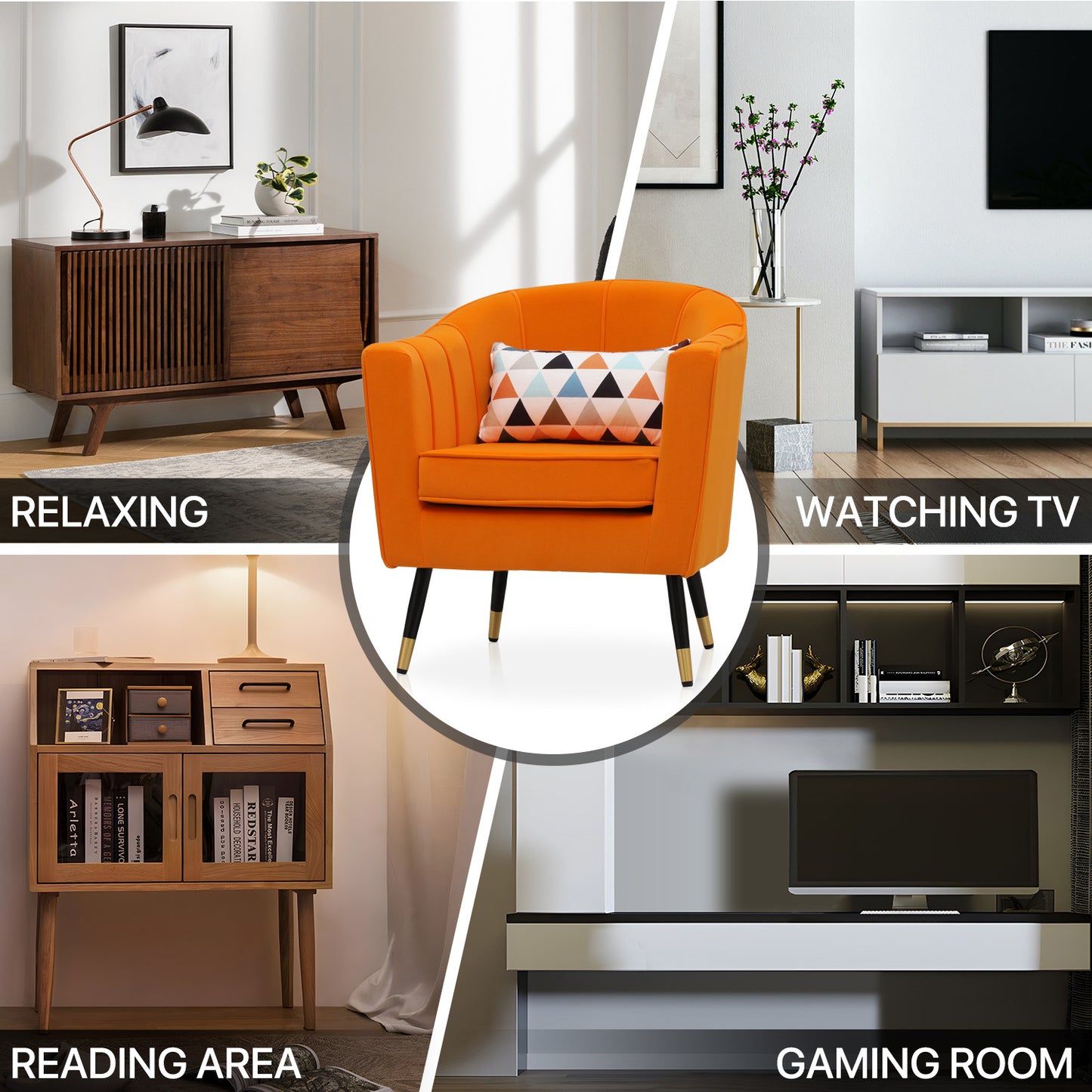 Suede Accent Chair - w/Detachable Cushion - Club Single Sofa - 31" Width