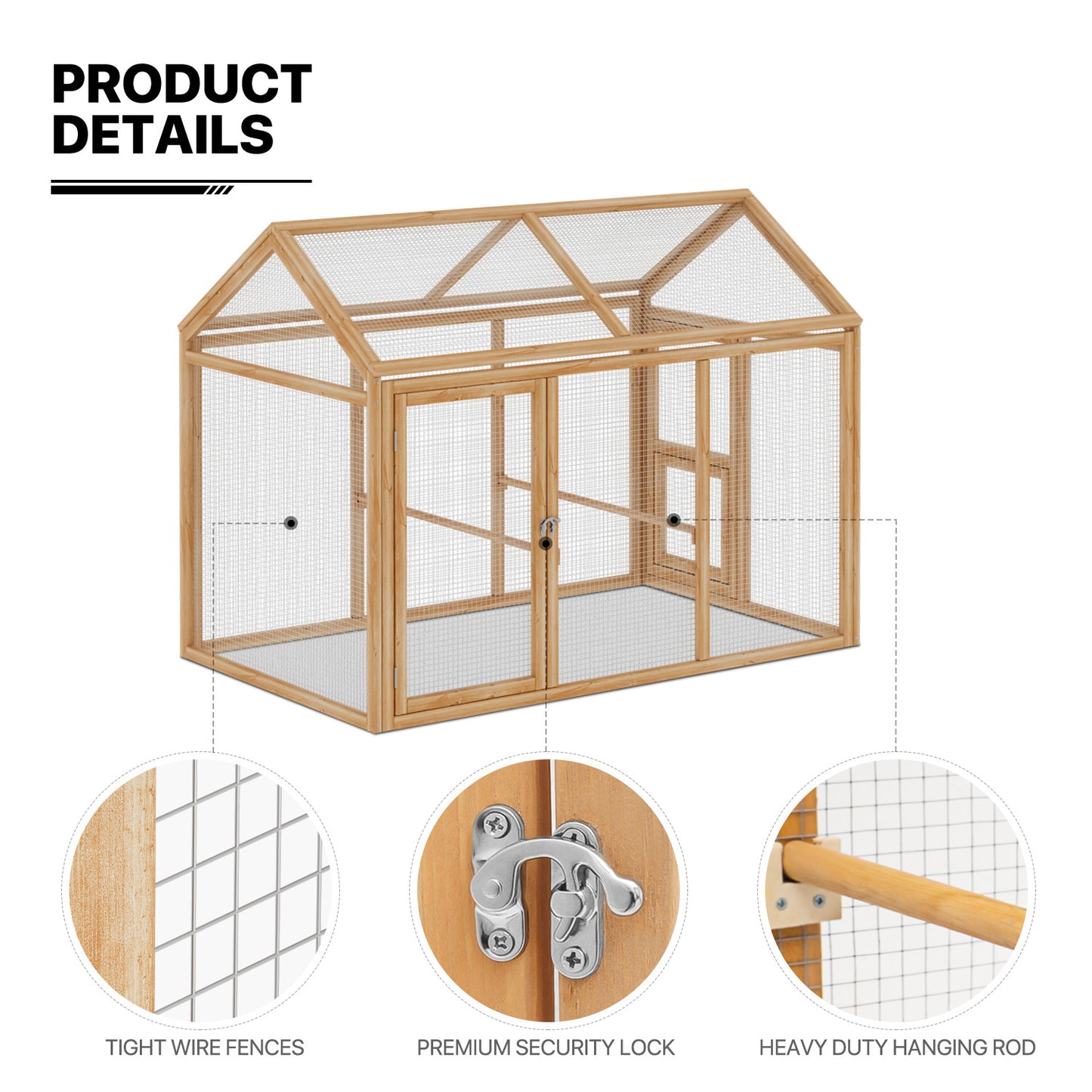Chicken Coops Wooden Rabbit Hutch Hen House Spire Shaped Pet Cage w/Secure Lock