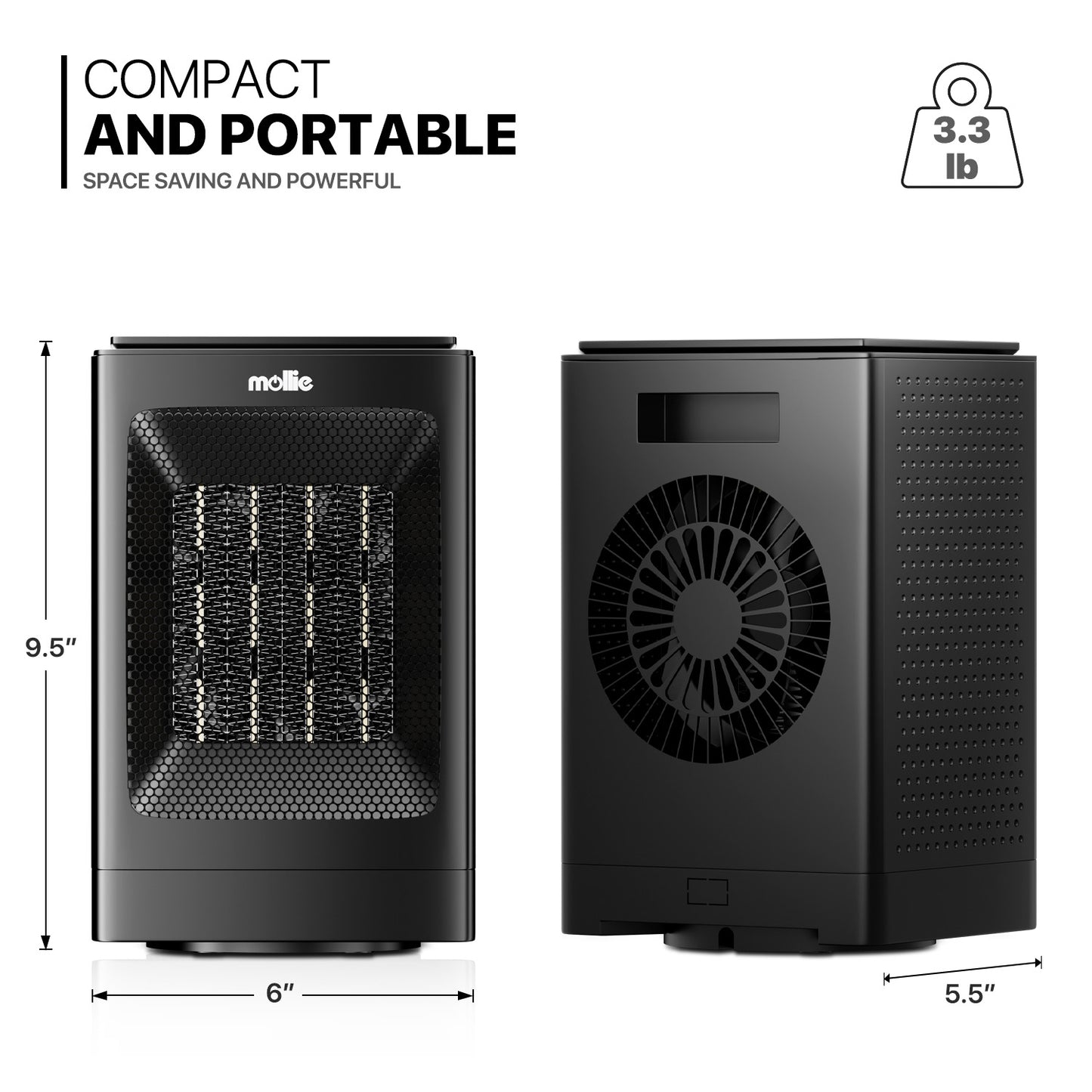 1500W Cuboid PTC 160 sq.ft Space Heater w/LED Display