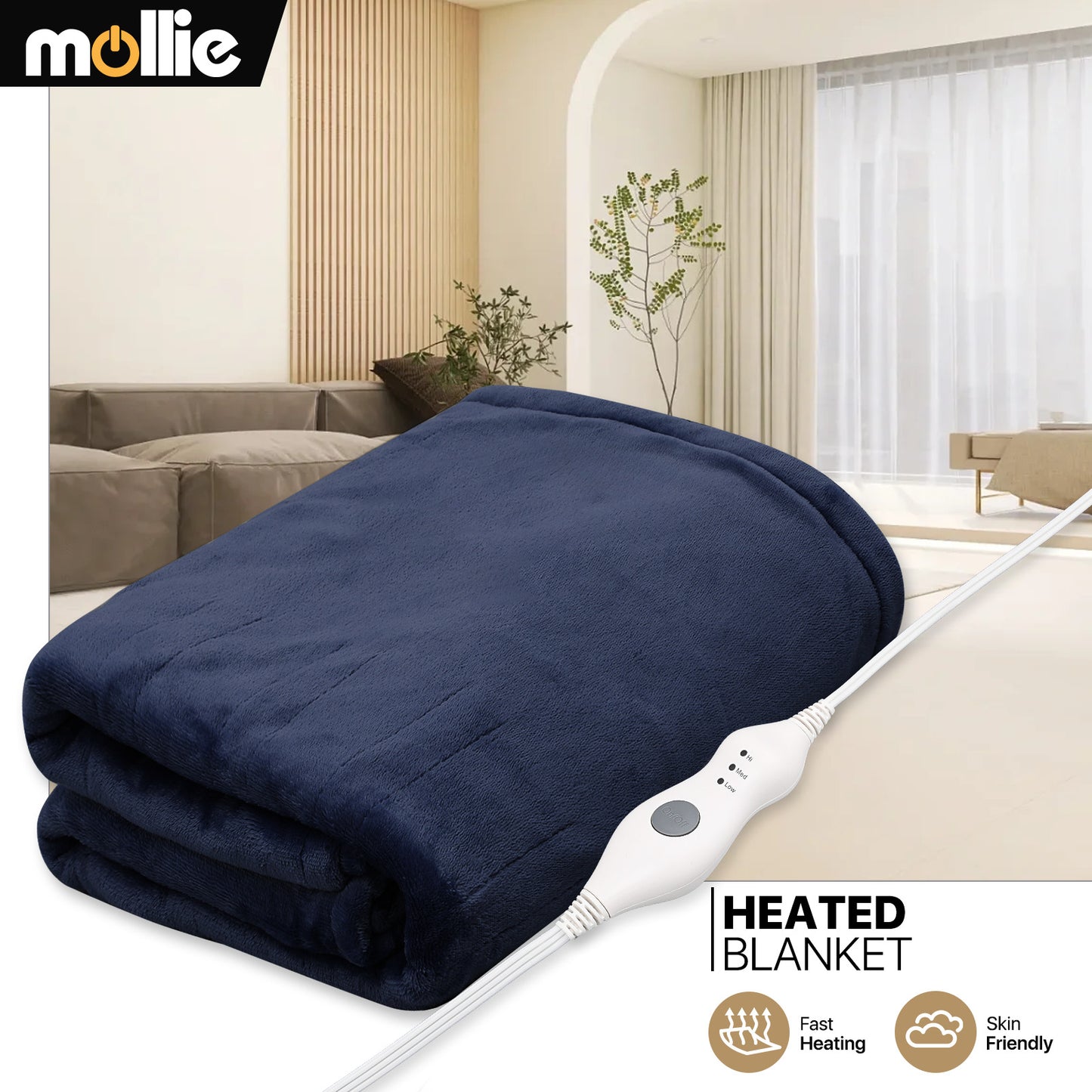 Heated Electric Blanket Throw - 60"x45" Cozy Flannel - 4 Hour Timer 3 Heating Levels