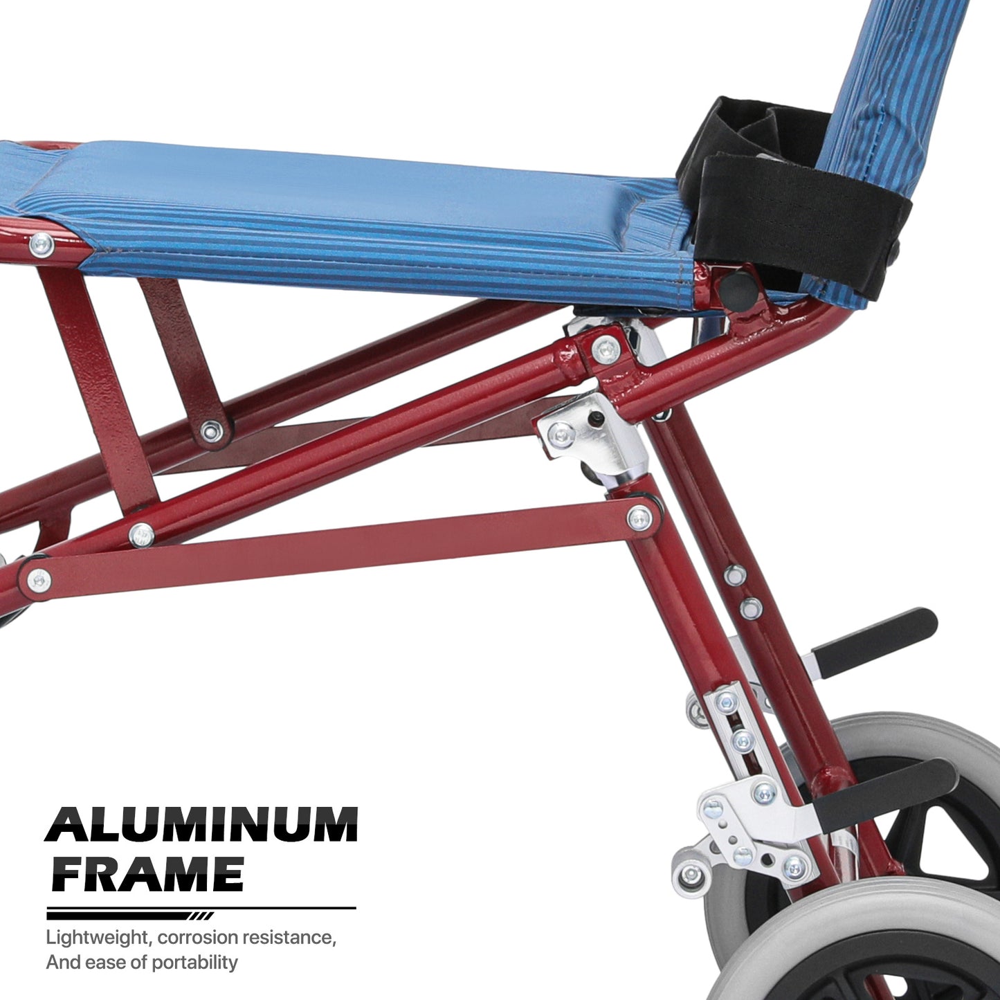 Transport Wheelchair - Red - Can Be Carry-on Plane